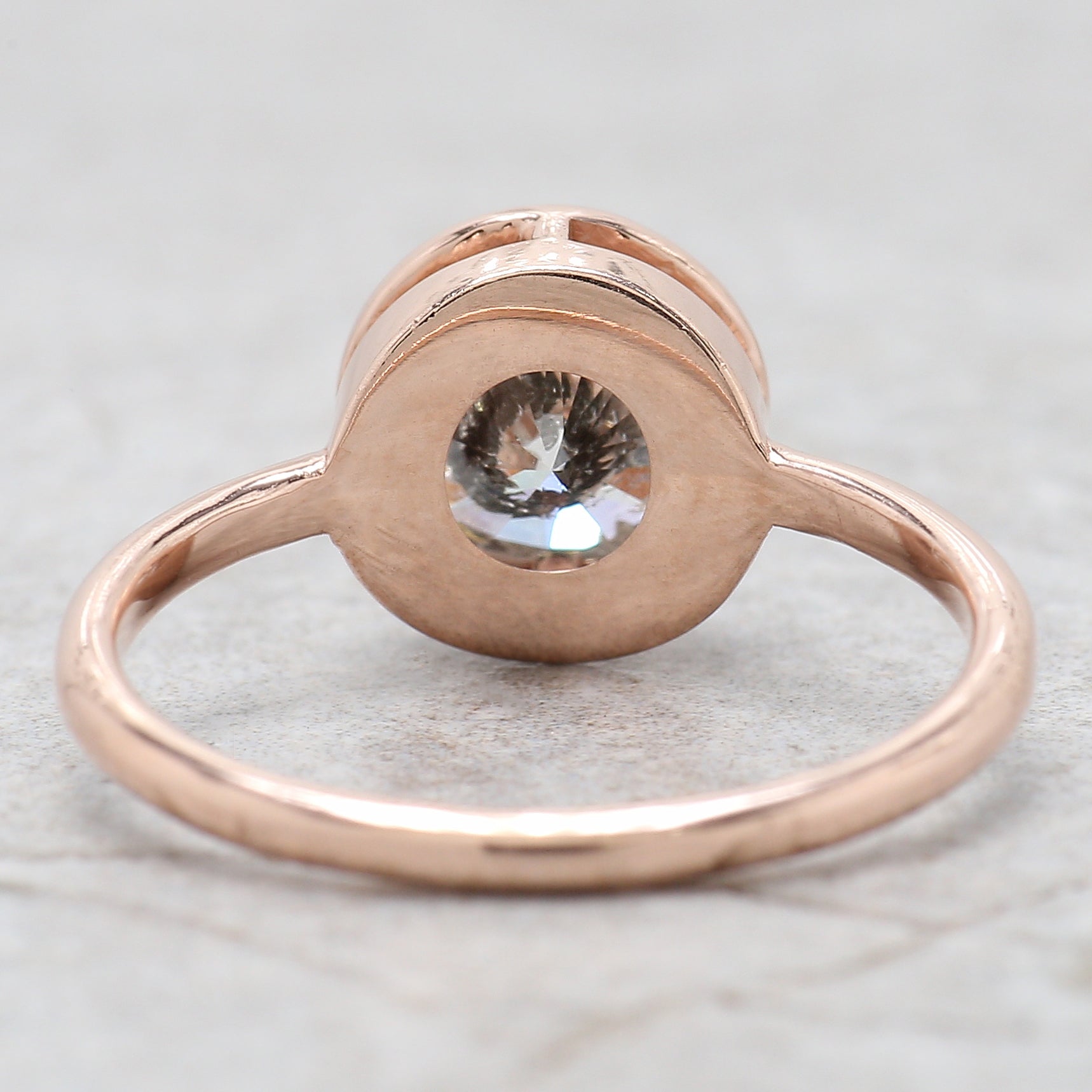 Round Cut Salt And Pepper Diamond Ring 1.55 Ct 7.05 MM Round Diamond Ring 14K Solid Rose Gold Silver Engagement Ring Gift For Her QL2650