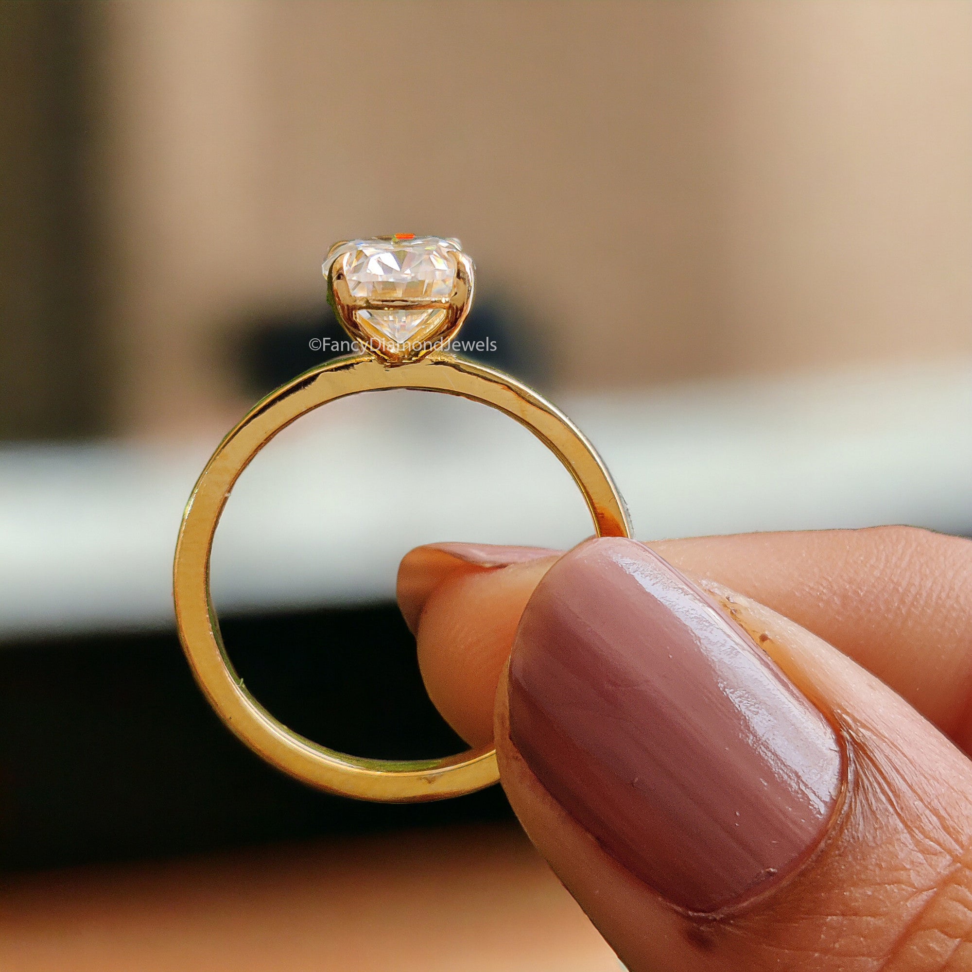 Beautiful Oval Shape Moissanite Ring Yellow Gold 10k/14k/18k 1.50 CT Oval Cut Ring Oval Wedding Engagement Ring Oval Colorless Ring FD15