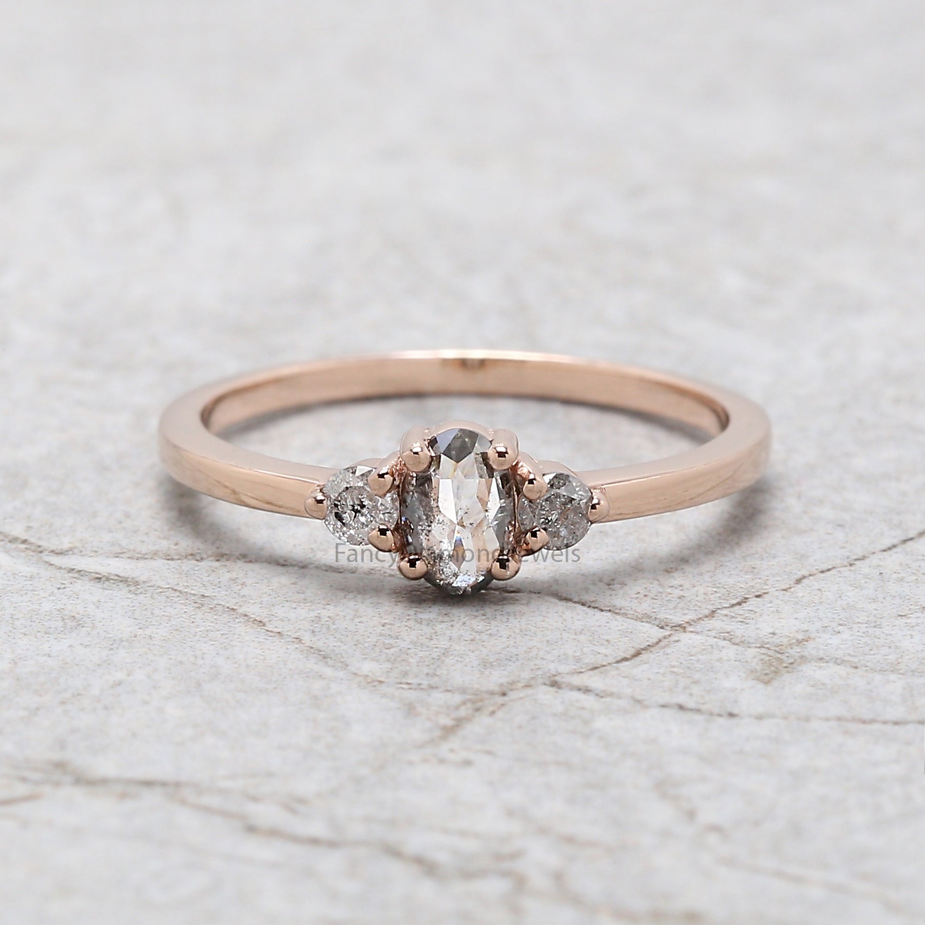 Oval Salt And Pepper Diamond Ring, Salt And Pepper Oval Diamond Engagement Ring, Oval Diamond Ring, Oval Cut Ring, Oval Shape Ring, KD1153