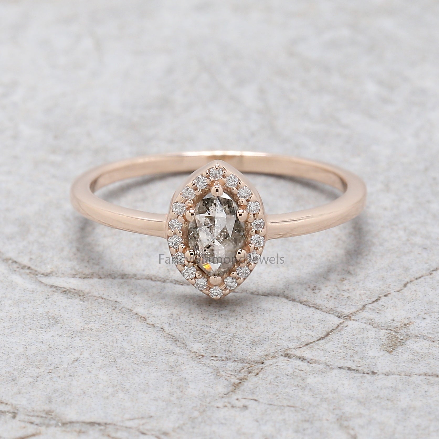 Marquise salt and pepper Diamond Ring, Salt and pepper Marquise Diamond Engagement Ring, Marquise Diamond Ring, Marquise Shape Ring, KD1119