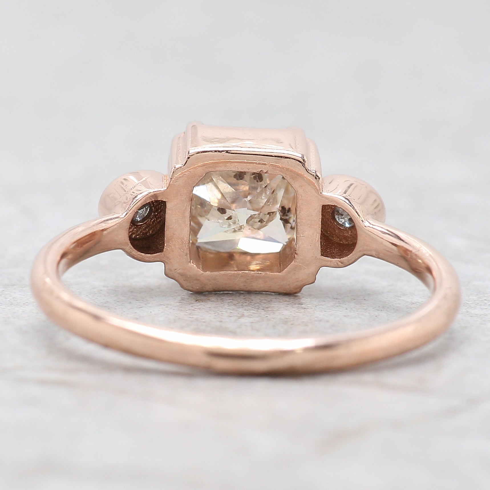 Radiant Salt And Pepper Diamond Ring 1.43 Ct 5.97 MM Radiant Diamond Ring 14K Solid Rose Gold Silver Engagement Ring Gift For Her QL2662