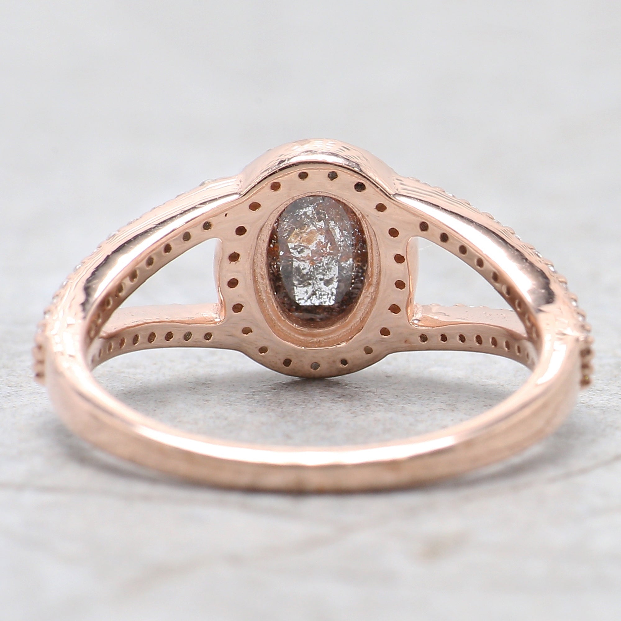 Oval Cut Brown Color Diamond Ring 0.55 Ct 6.40 MM Oval Diamond Ring 14K Solid Rose Gold Silver Oval Engagement Ring Gift For Her QK2220