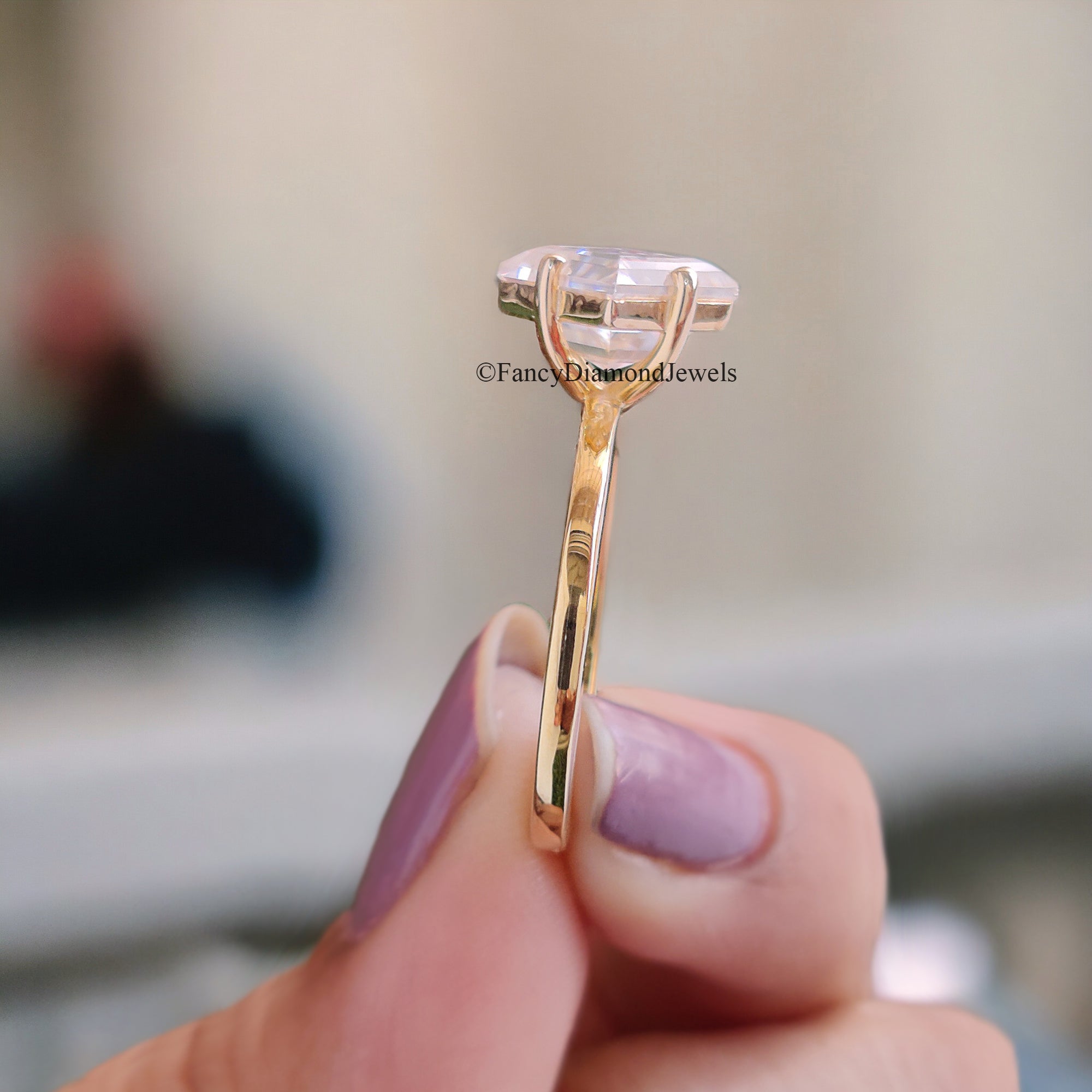 Kite 2.10 CT Lozenge Cut Near Colorless Moissanite Ring Prong Set Solitaire Engagement Ring Unique Wedding Ring Anniversary Gift FD99