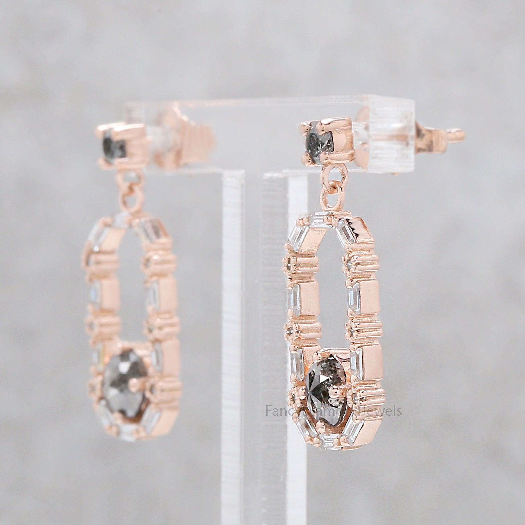 Oval Salt And Pepper Diamond Earring, Oval Shape Earring, Prong Earring, Engagement Earring, Earlobe Earrings, Earrings Jewelry, KDL502