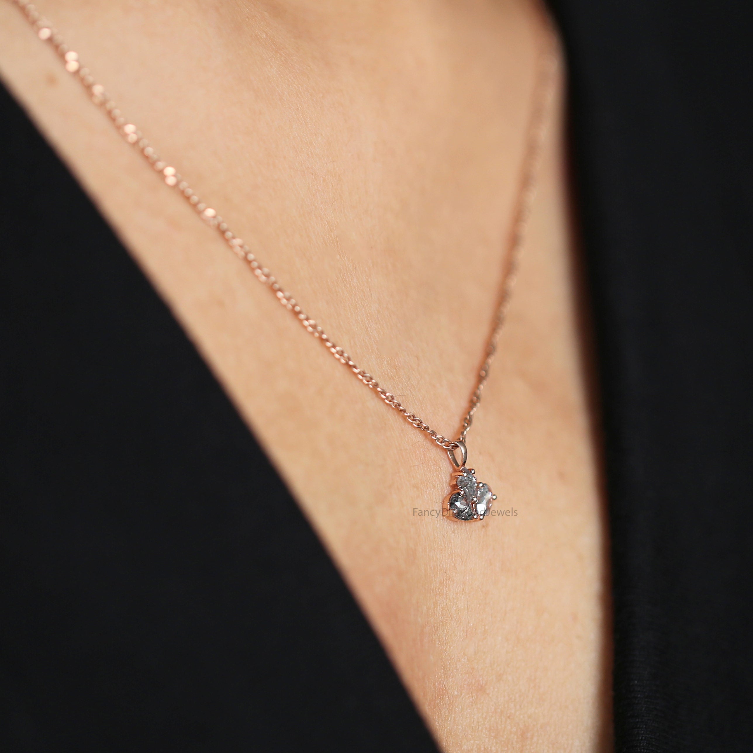 Mix Shape Salt And Pepper Diamond Pendant, Unique Diamond Pendant, Salt And Pepper Diamond Pendant, Dangling Diamond Pendant, KDL1972