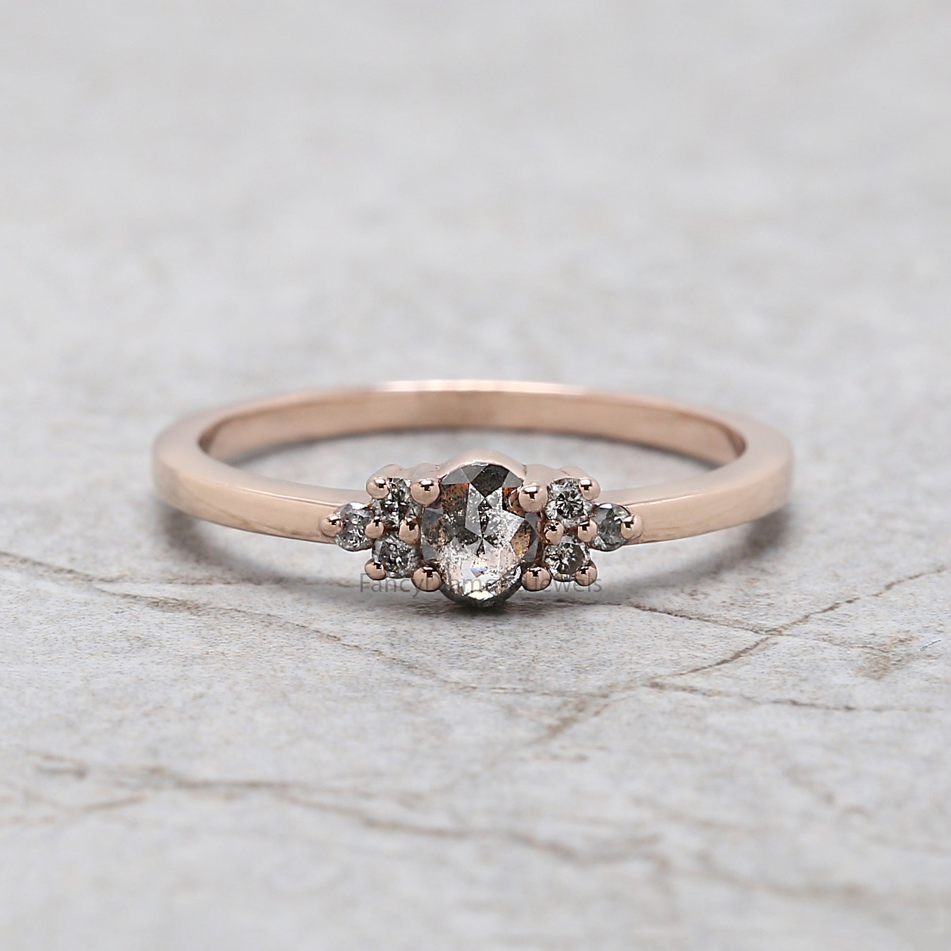 Oval Salt And Pepper Diamond Ring, Salt And Pepper Oval Diamond Engagement Ring, Oval Diamond Ring, Oval Cut Ring, Oval Shape Ring, KD1161