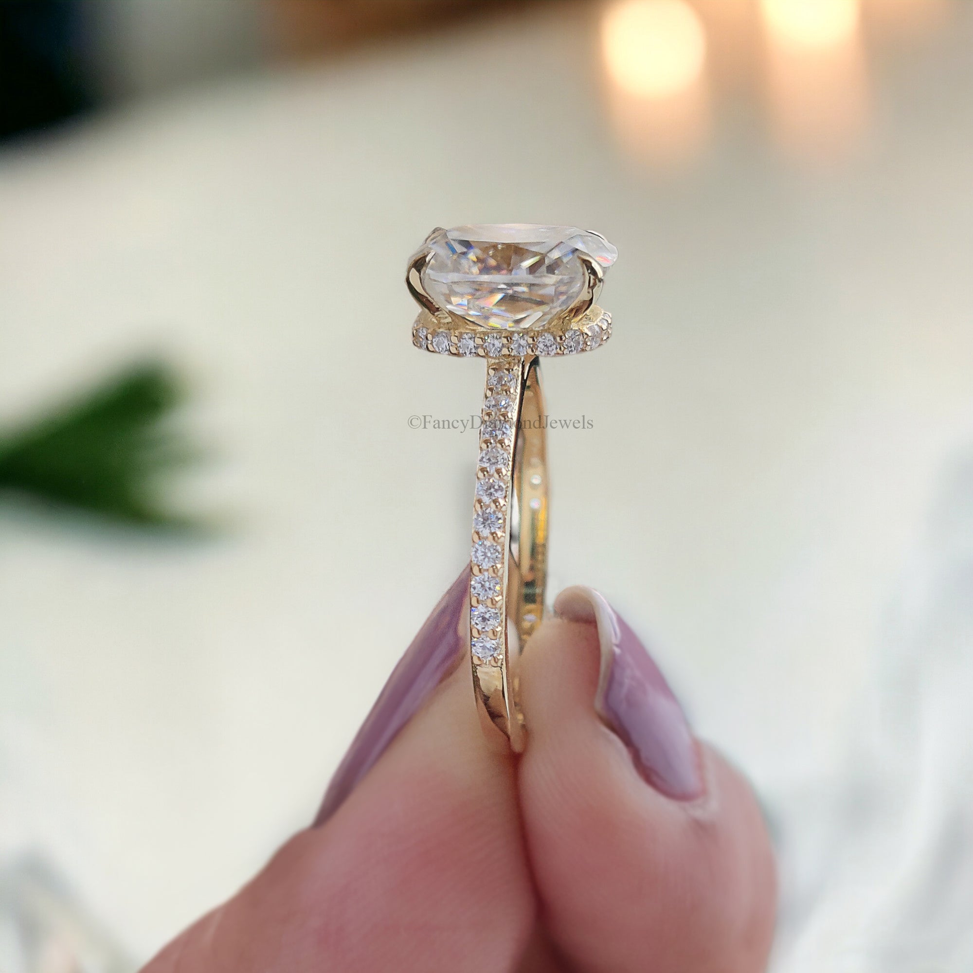 2.30 CT Cushion Ice Crushed Colorless Moissanite Engagement Ring Hidden Halo Ring Claw Prongs Solid White Gold Ring Wedding Ring Set FD116