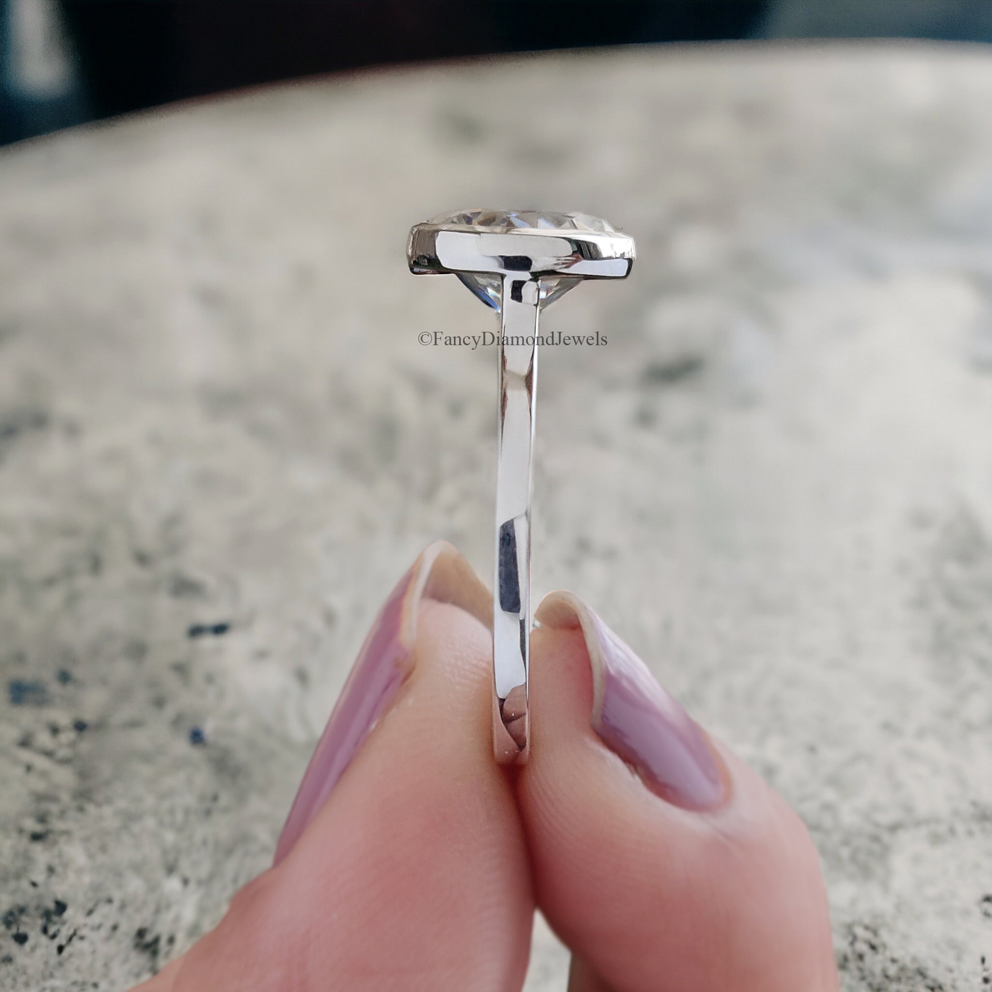 Old European Cut Engagement Ring White Gold Ring Round Moissanite Ring 2 CT Moissanite Bezel Setting Ring Promise Rings Gift For Her FD108