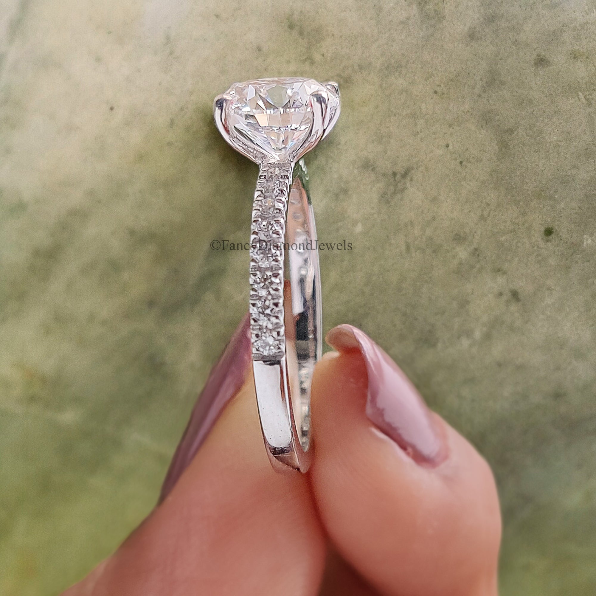 Round Lab Grown Engagement Ring 1.60 CT Round Cut Moissanite Ring Round Prong Wedding Ring For Women Promise Ring Gift For Her Ring FD193