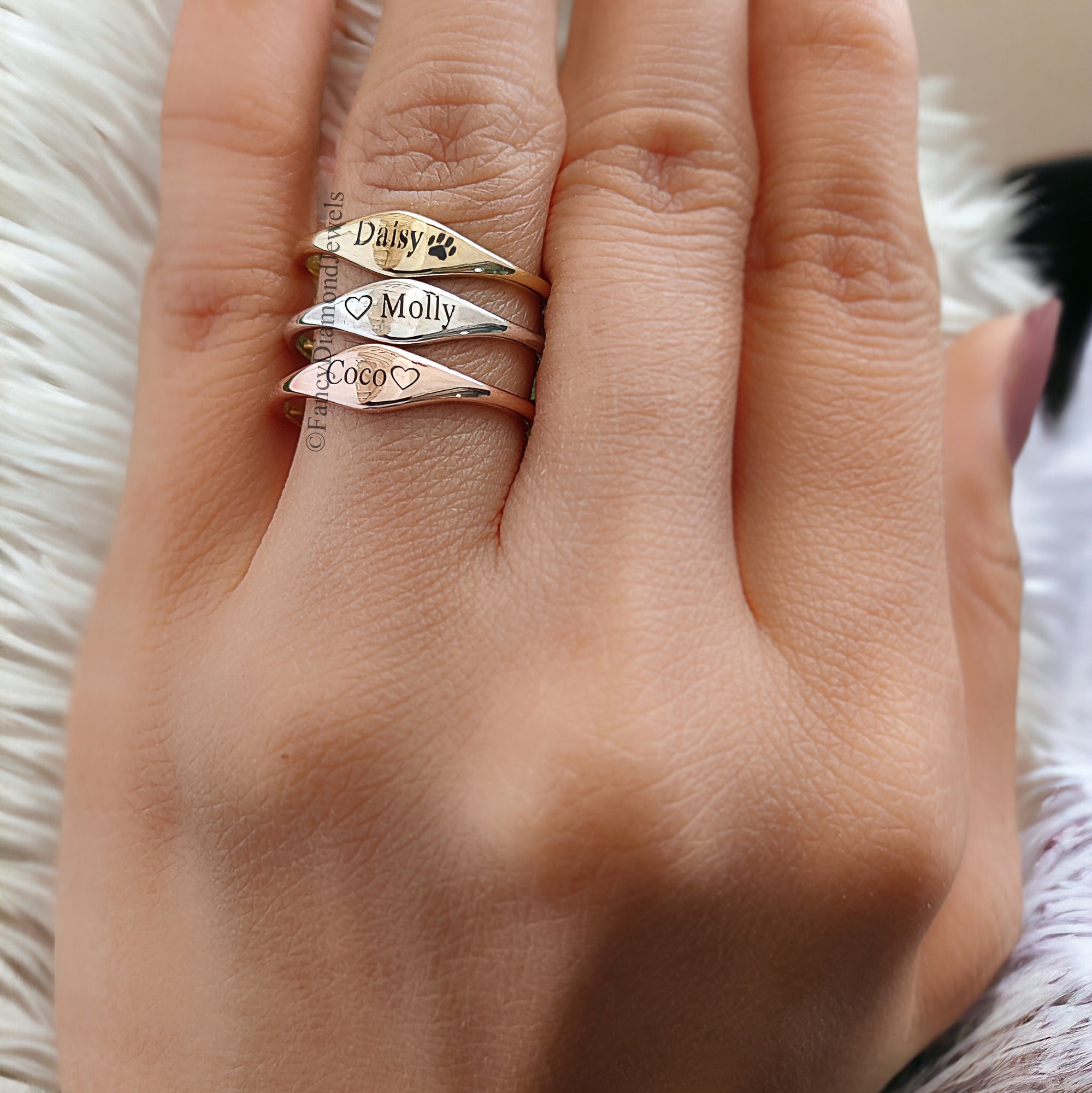 Dainty Name Ring Custom Delicate Stacking Ring Personalized Gift for New Mom Baby Shower Gift Pet Lover Jewelry Matching Wedding Band FD111