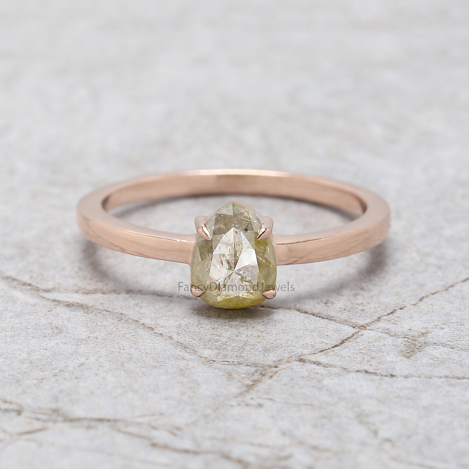Pear Diamond Ring, Pear Engagement Ring, Yellow Color Pear Diamond Ring, Pear Shape Diamond Ring, Pear Cut Ring, Solitaire Ring, KD1126