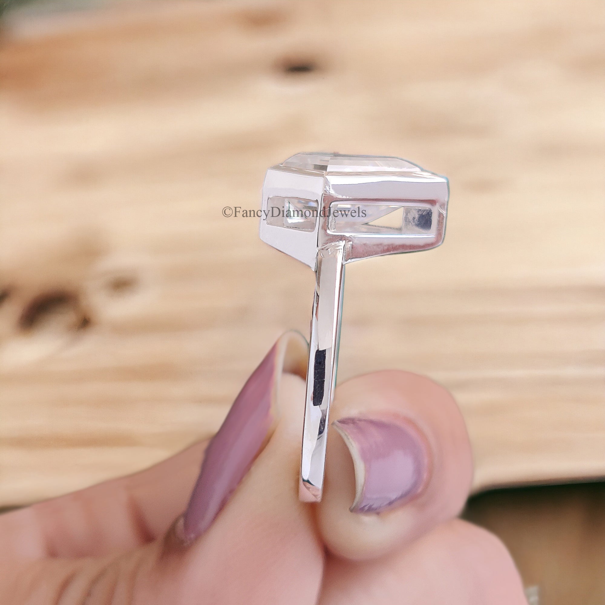 2.30 CT Shield Shape Moissanite Engagement Ring Colorless Moissanite Ring Bezel Set Wedding Ring Unique Moissanite Ring Gift for Her FD47