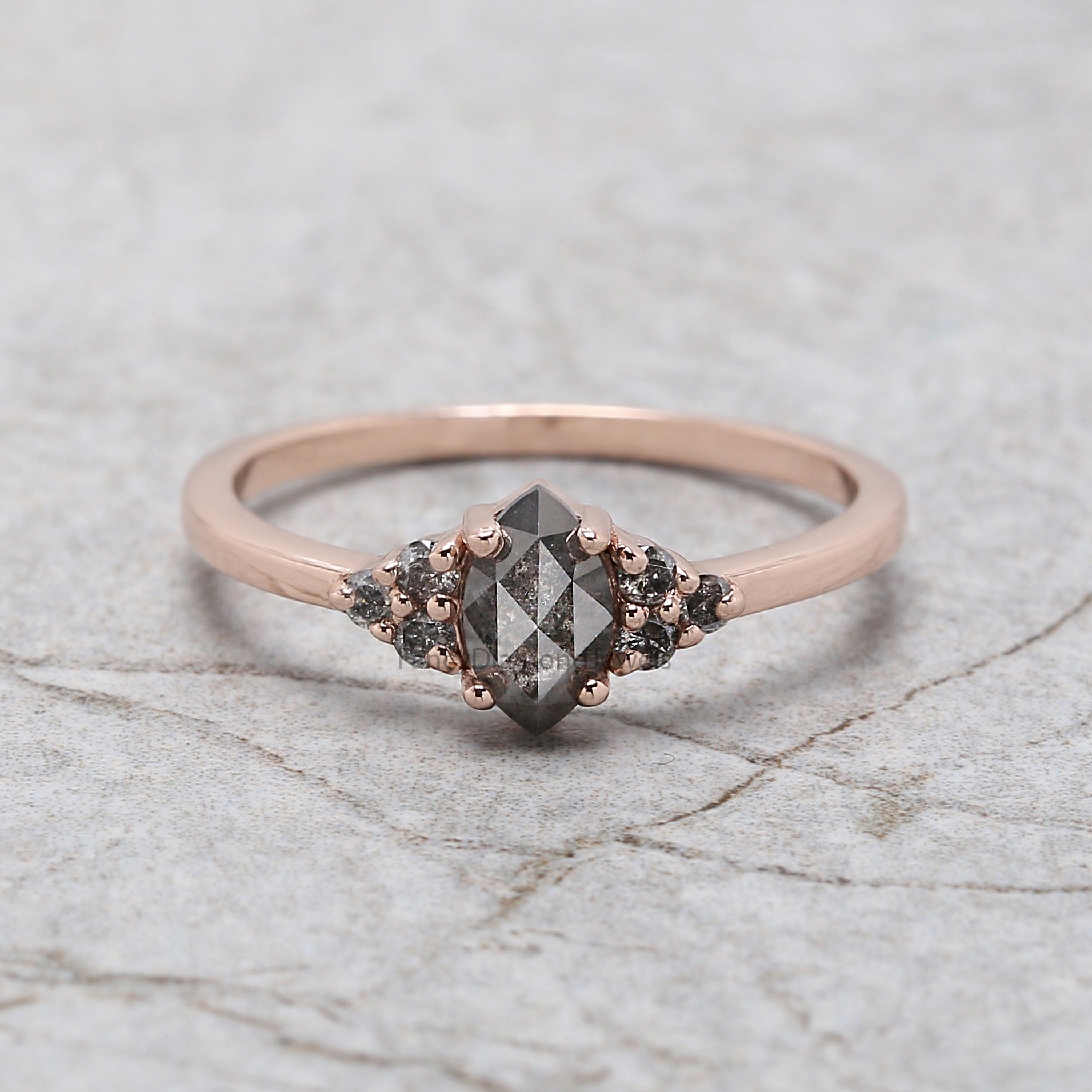 Marquise salt and pepper Diamond Ring, Salt and pepper Marquise Diamond Engagement Ring, Marquise Diamond Ring, Marquise Shape Ring, KD1132