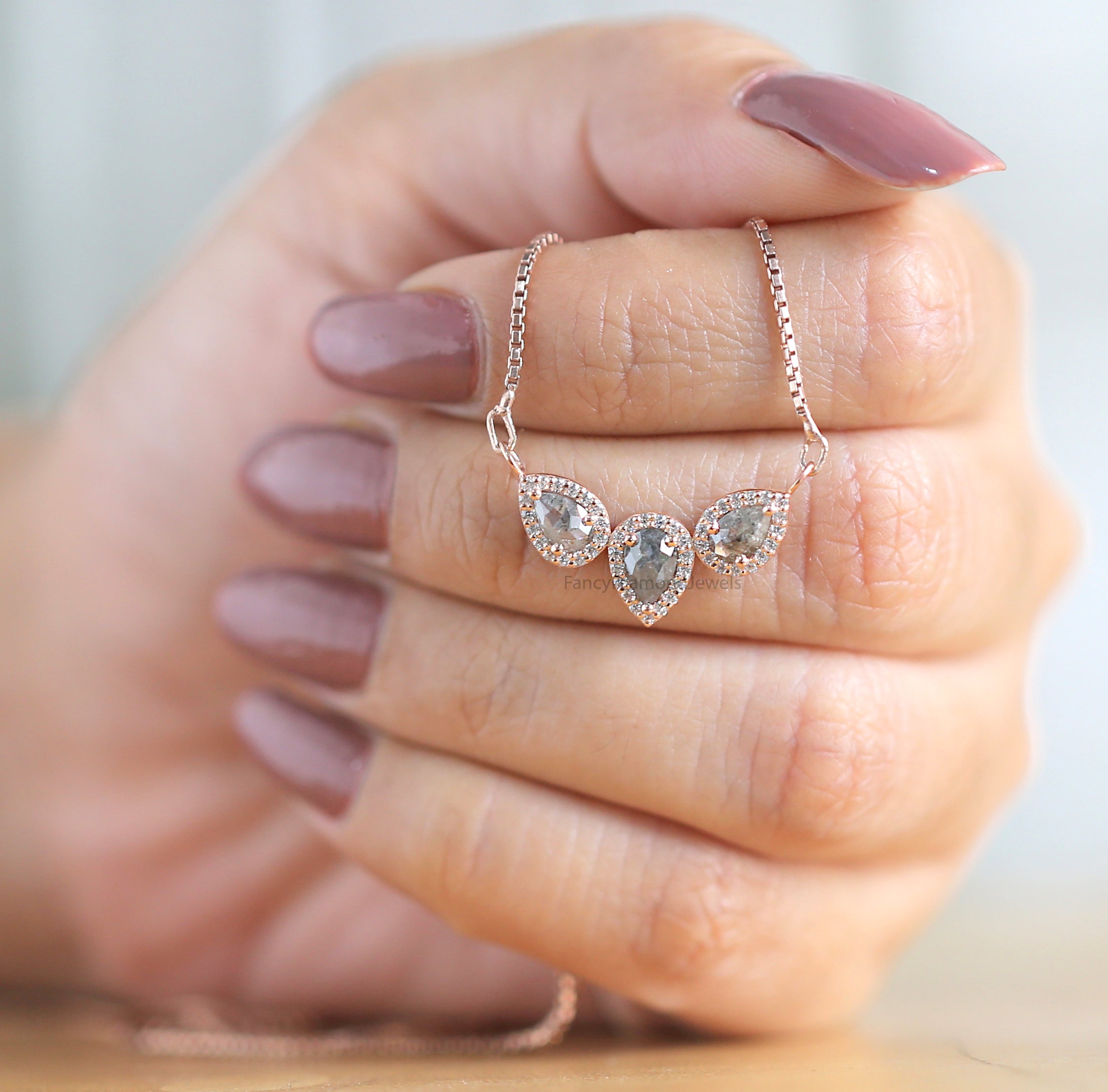 Pear Salt And Pepper Diamond Pendant, Unique Diamond Pendant, Salt And Pepper Diamond Pendant,Pear Pendant, Dangling Diamond Pendant KDN2285