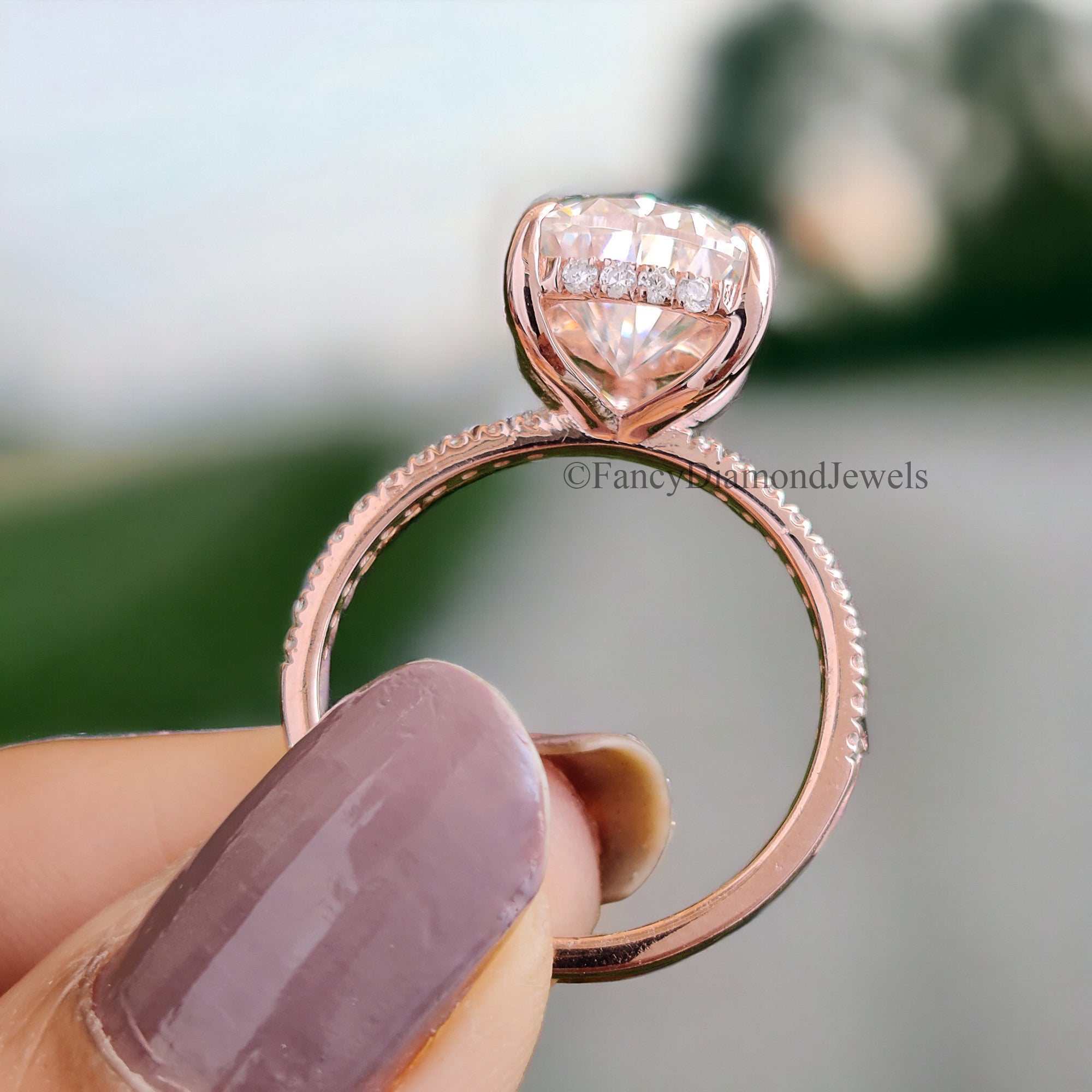 3.0 CT Pear Cut Moissanite Engagement Ring Anniversary Gift Hidden Halo 10K/14K/18K White Gold Pave Setting Ring Christmas Gift For Her FD17