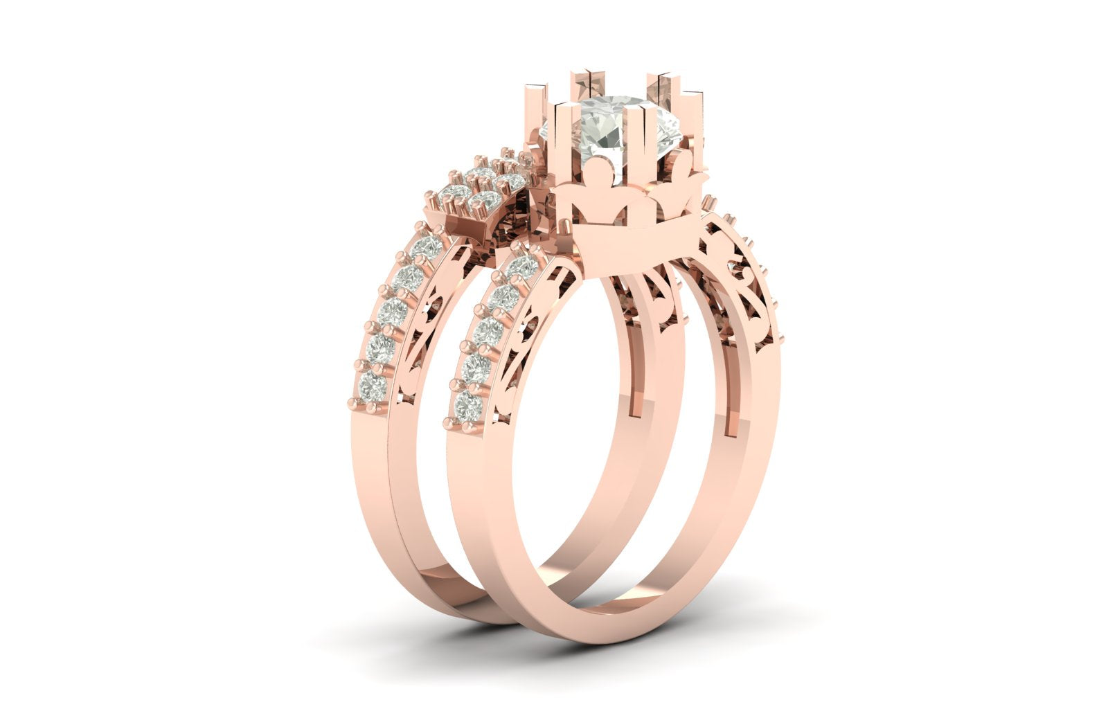 1.84 TW Square Prong Setting Round Cut Lab Grown Diamond Ring Solitaire Ring Stylish Band Wedding Ring Engagement Ring PR604