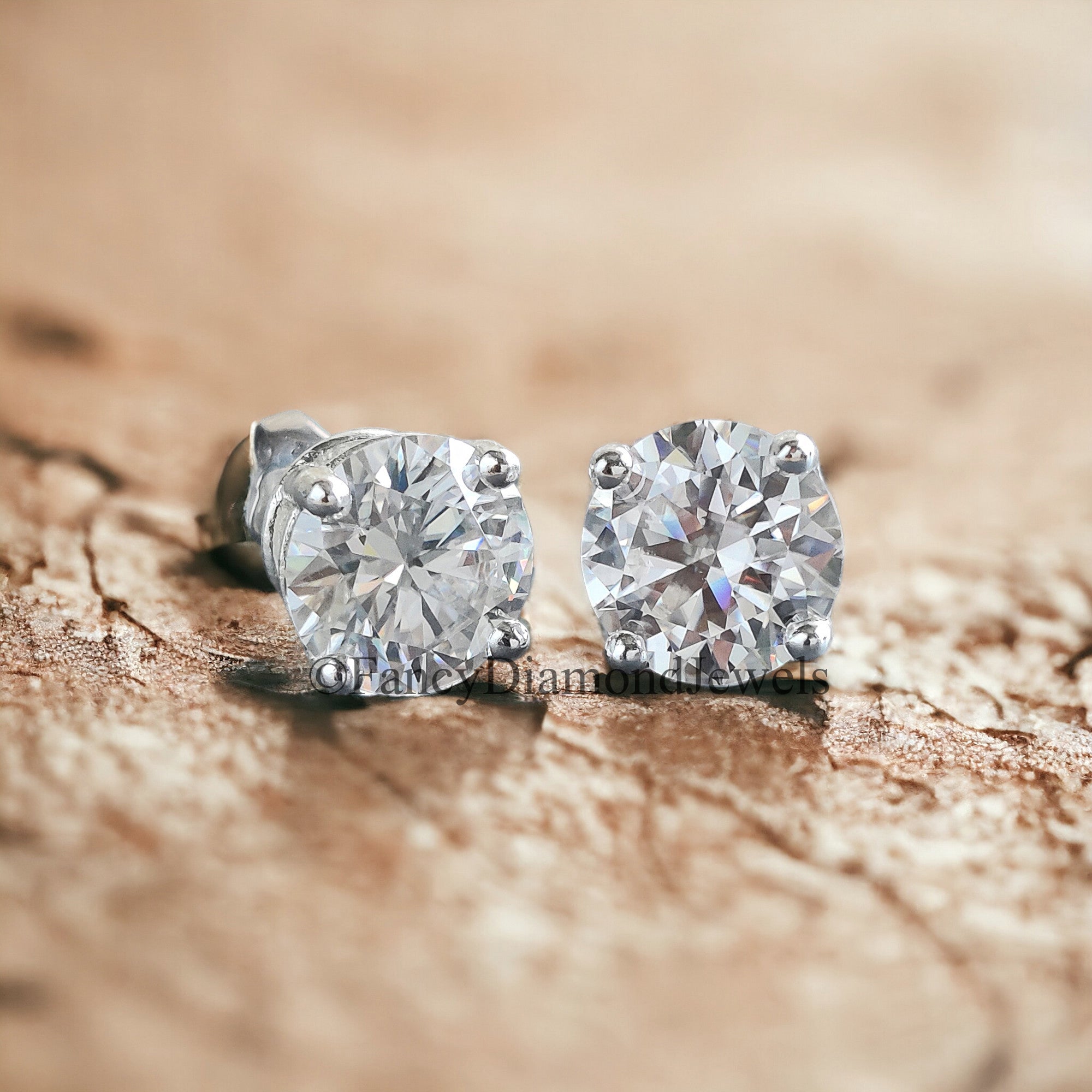 8 MM Round Brilliant Cut Earrings Colorless Moissanite Stud Earrings Screw Back Earrings Wedding Earrings Round Studs Earrings for Her FD20