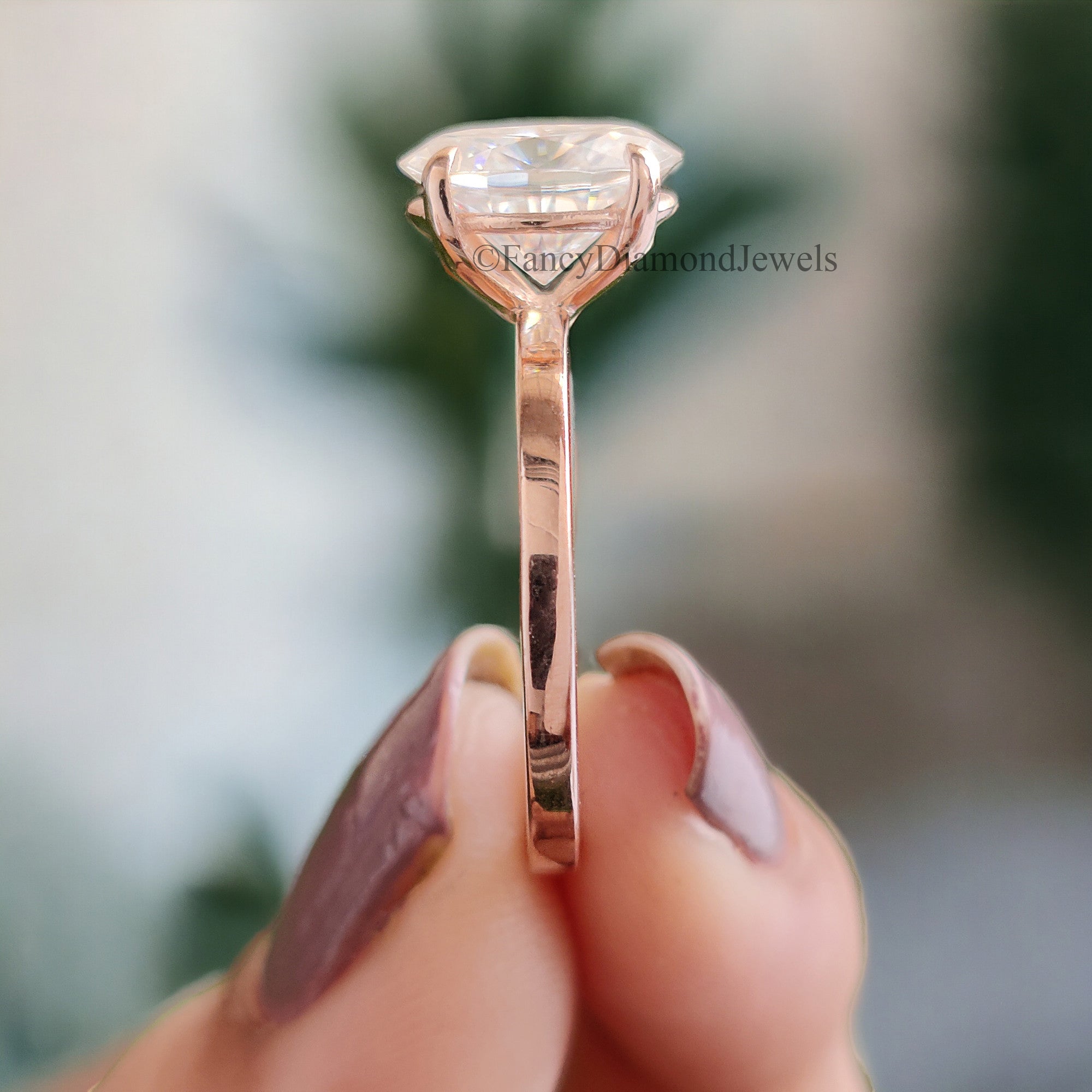 Beautiful Oval Shape Moissanite Ring Rose Gold 10k/14k/18k 2.00 CT Oval Cut Ring Oval Wedding Engagement Ring Oval Colorless Ring FD16