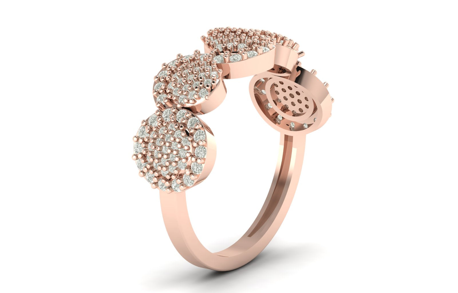 0.57 TW Round Cut Lab Grown Diamond Ring Prong Cluster Wave Engagement Promise Ring Bridal Wedding Ring PR232