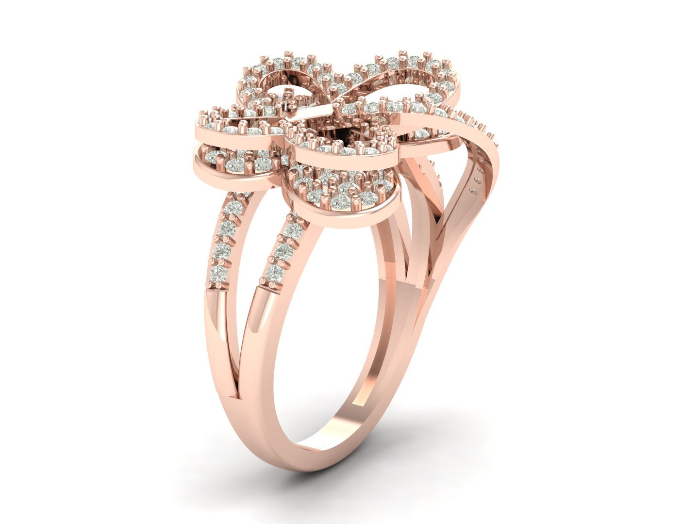 0.90 TW Butterfly Ring Round Cut Lab Grown Diamond Ring Engagement Ring Prong Setting Ring Split Band Wedding Ring PR298