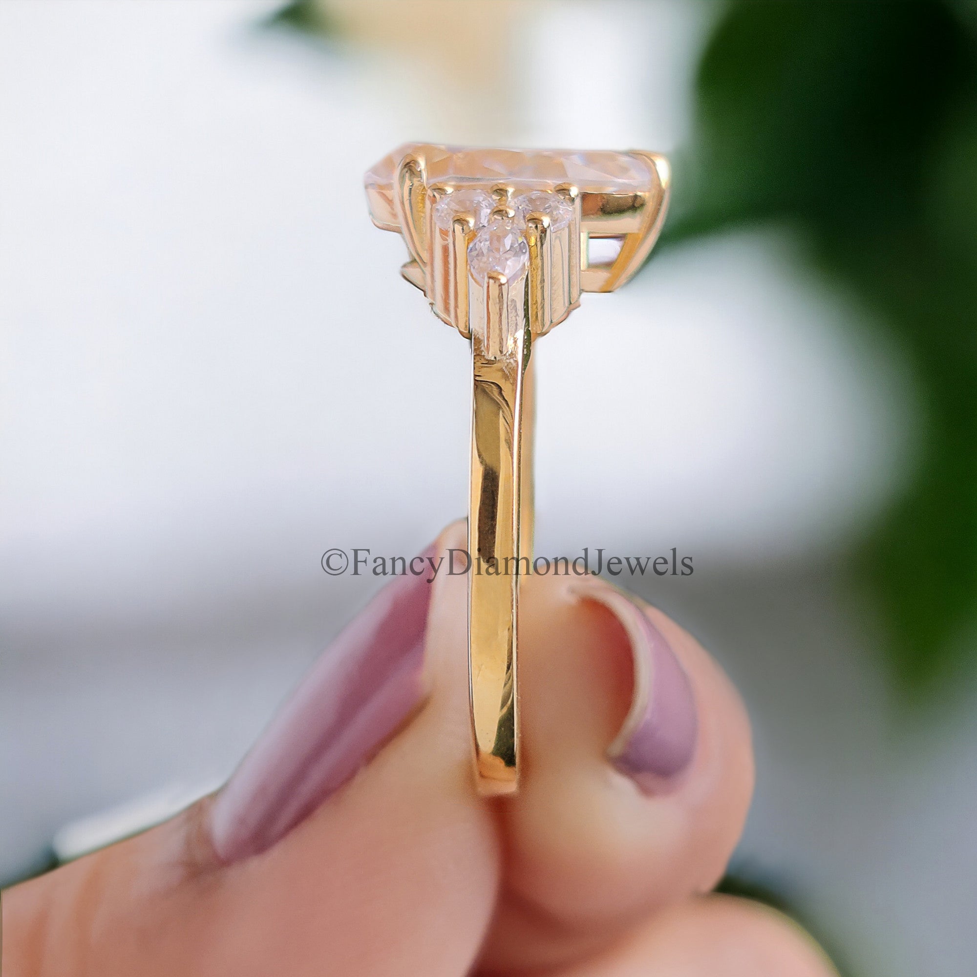 Tear Drop Wedding Ring Moissanite Engagement Ring Pear Shape Art Deco Wedding Ring Plain Gold Ring For Women Promise Moissanite Ring FD54