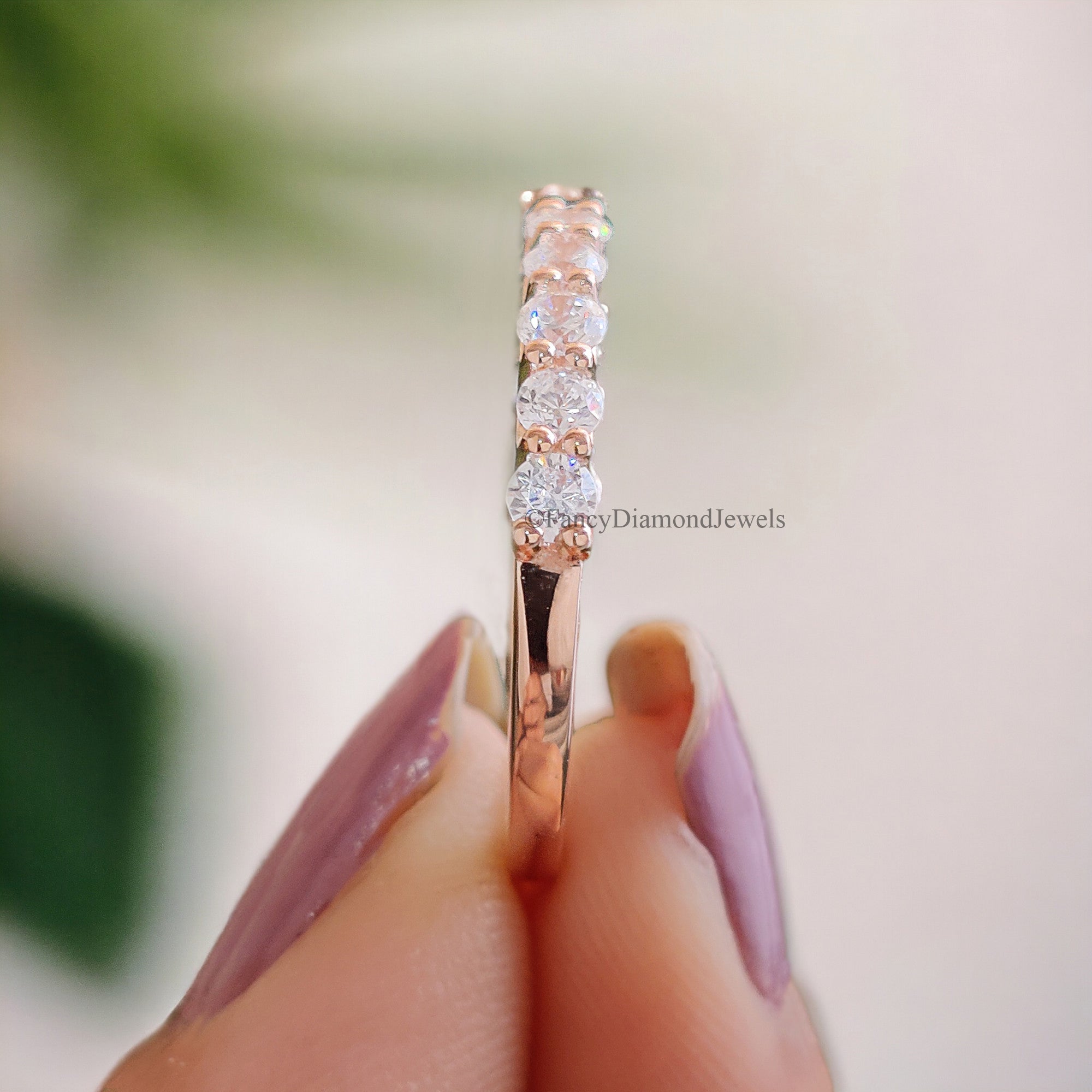 Round Brilliant Cut Colorless Moissanite Band 1.50/1.70/2.0/2.5 MM Full Eternity Wedding Band Anniversary Gift for Her Bridal Band FD35