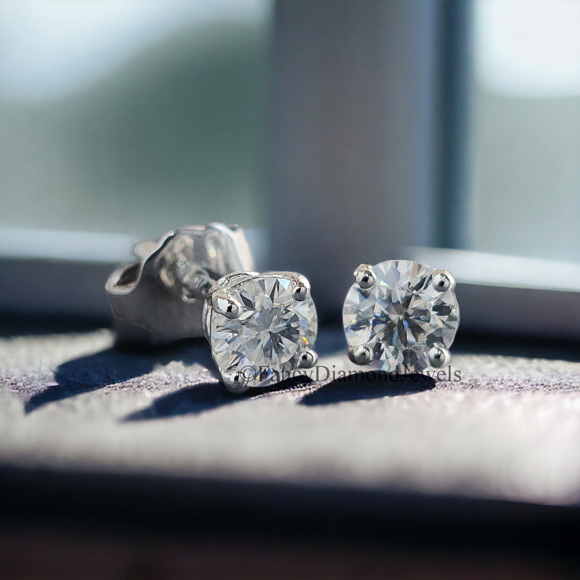 6 MM Round Brilliant Cut Earrings Colorless Moissanite Stud Earrings Screw Back Earrings Wedding Earrings Round Studs Earrings for Her FD24