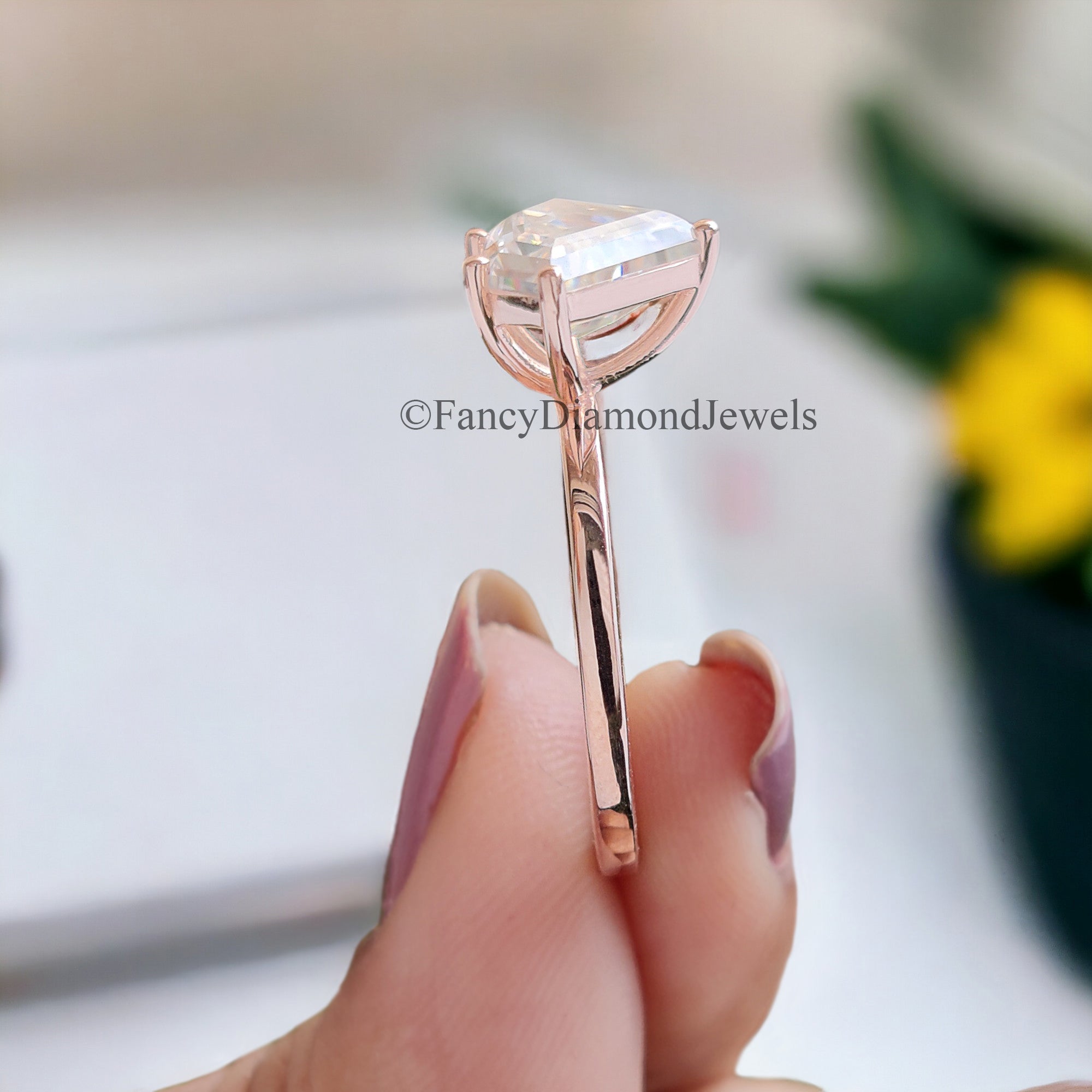 2.50 CT Shield Shape Moissanite Engagement Ring Colorless Moissanite Ring Prong Set Wedding Ring Unique Moissanite Ring Gift for Her FD75