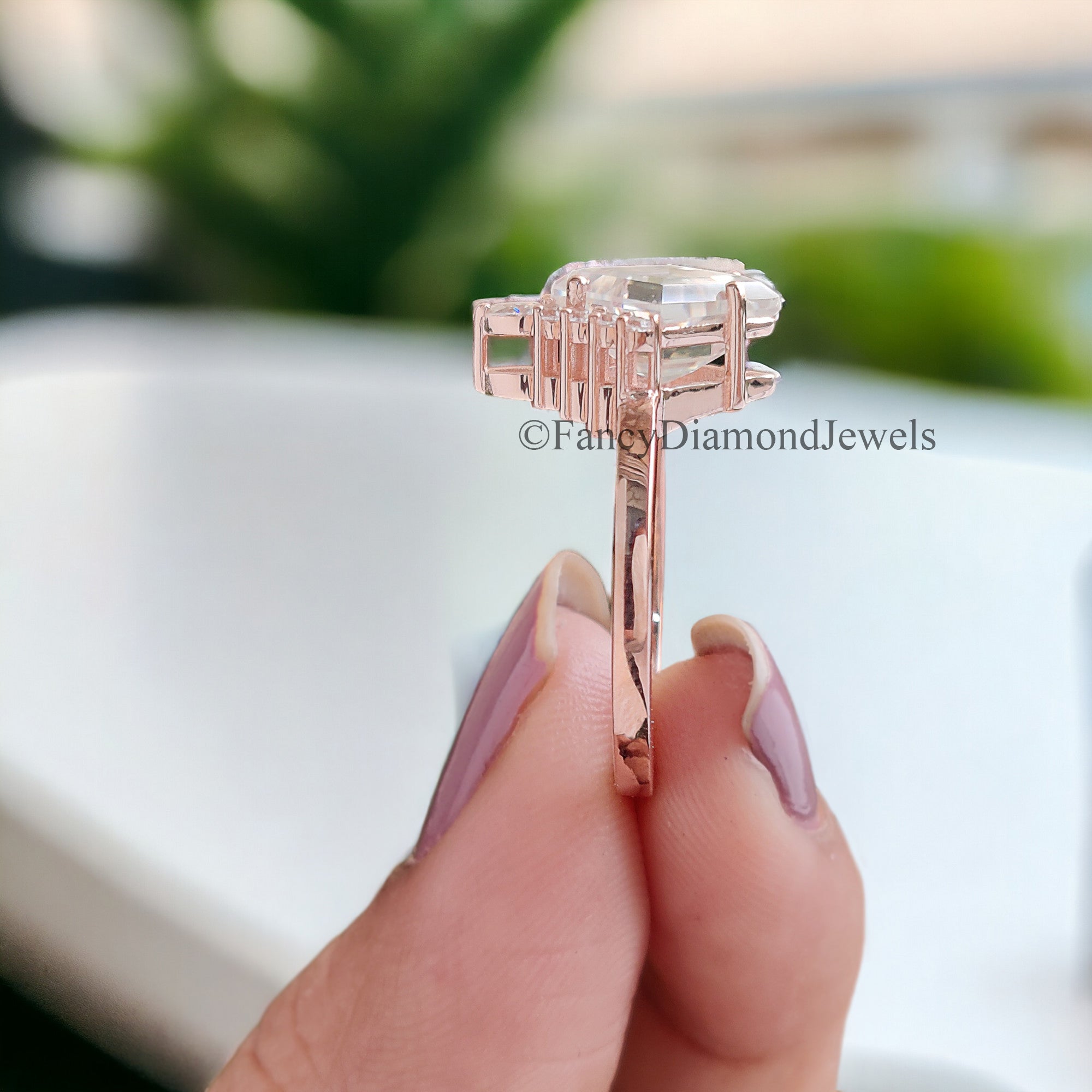 1.80 CT Kite Half Halo Colorless Moissanite Ring Antique Half Halo Engagement Ring Prong Set Wedding Ring Anniversary Gift For Her FD79