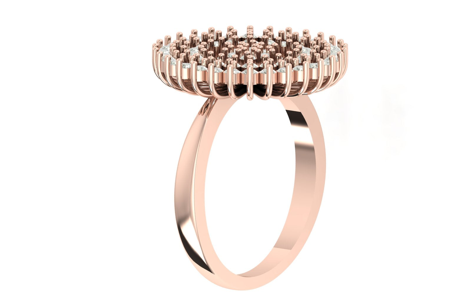 0.72 TW Unique Design Ring Floral Round Cut Lab Grown Diamond Ring Prong Set Engagement Ring Cocktail Style Wedding Ring PR052