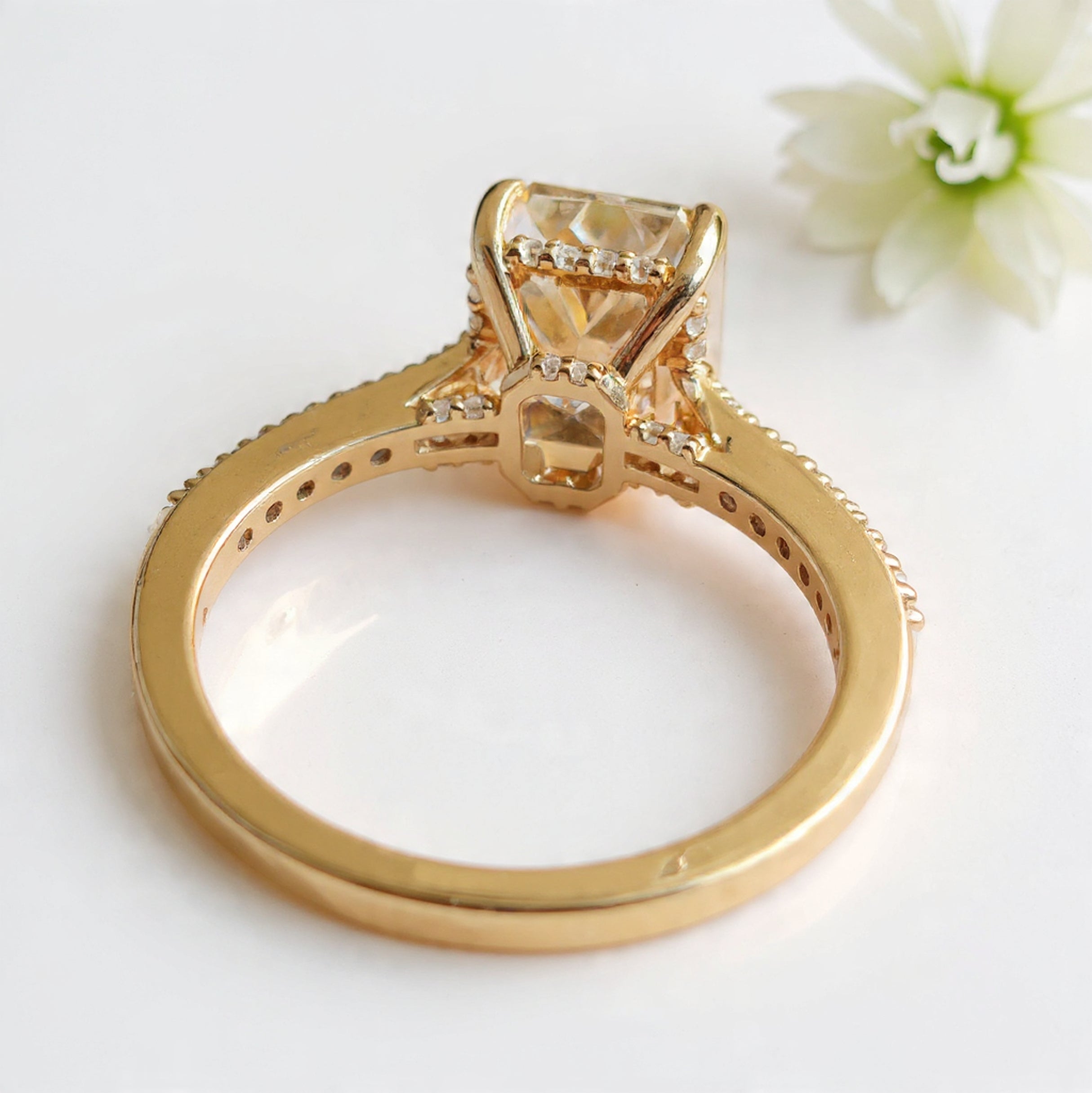 2.35 CT Radiant Crushed Ice Canary Yellow Moissanite Ring Radiant Cut Hidden Halo Set Engagement Ring Yellow Gold Ring Gift For Her FD462