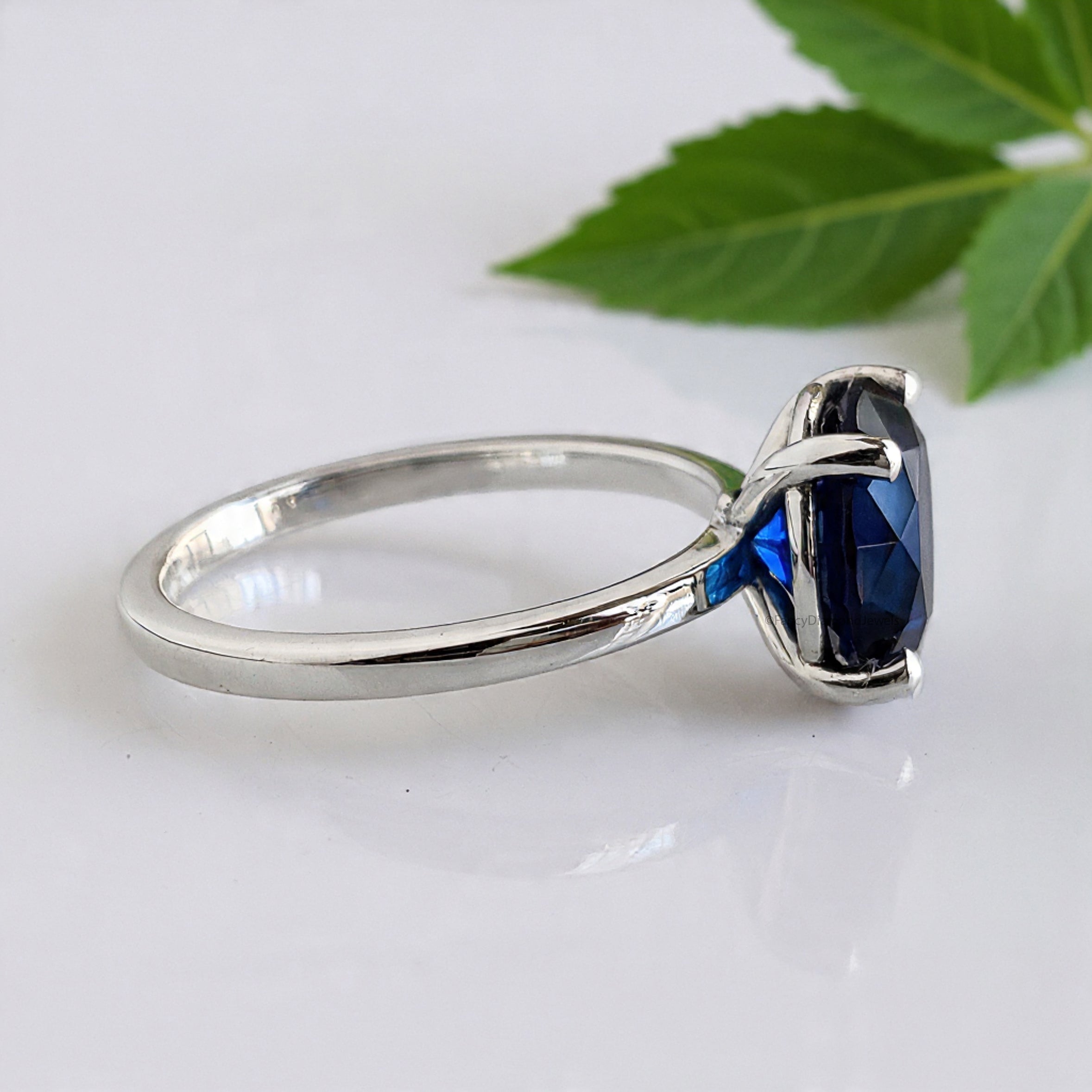 Round Blue sapphire stone engagement ring 11mm 9mm 8mm 6.50mm 4mm ring silver simulant Ring Solitaire ring Diamond ring Gift for her FD504