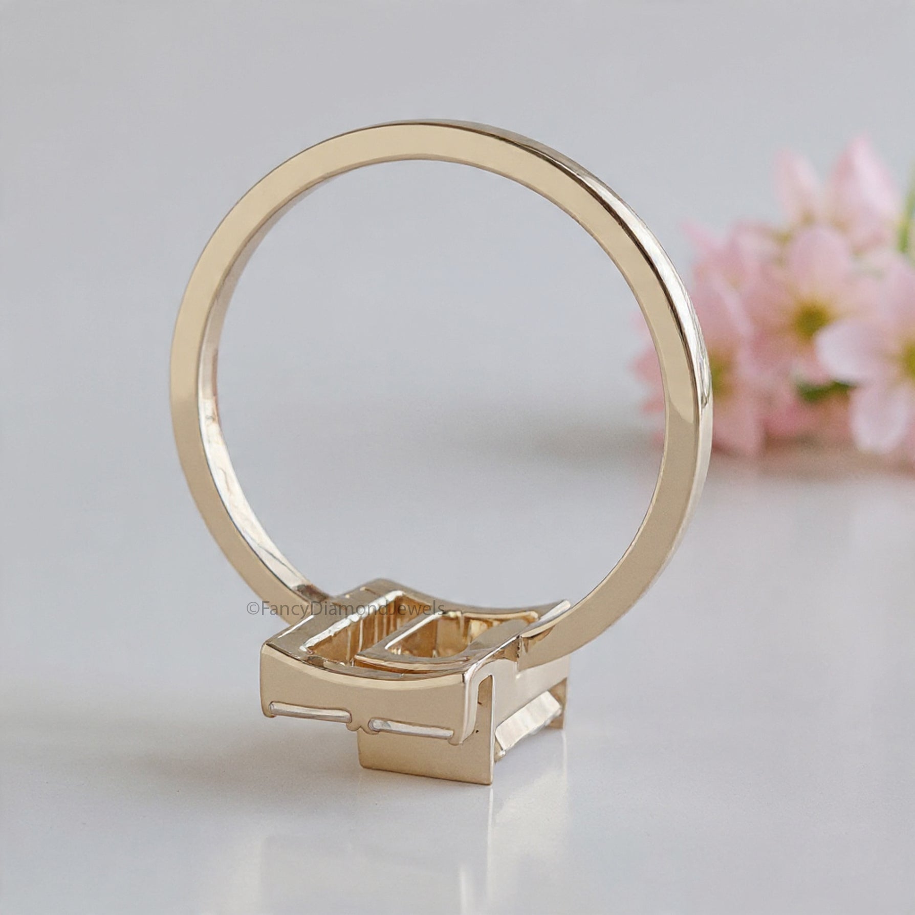 1.05 CT Emerald cut Lab Grown Baguette Diamond Engagement Ring Emerald Diamond Statement ring Half Bezel Set Emerald Ring for Her FD469