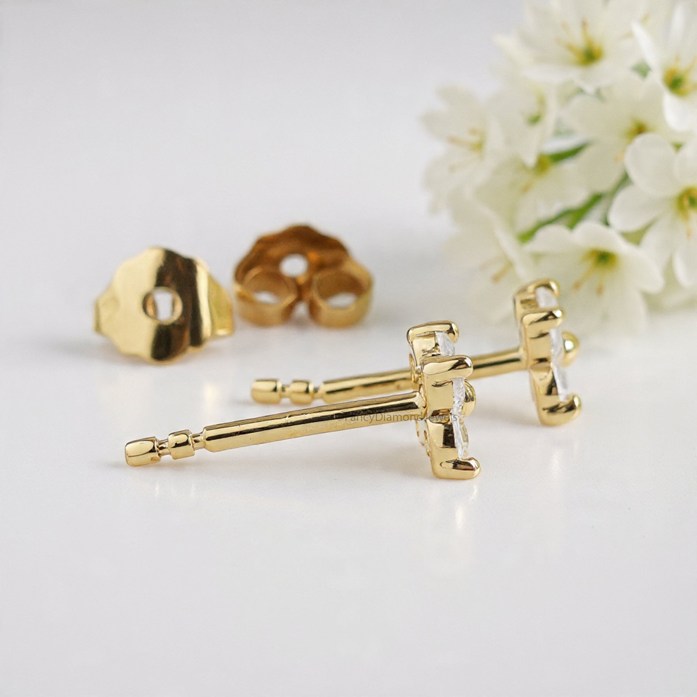 Flower Stud Earring Round White Diamond Earring Round Brilliant Shape Earring Prong Earring Engagement Earring Gift For Her FD509