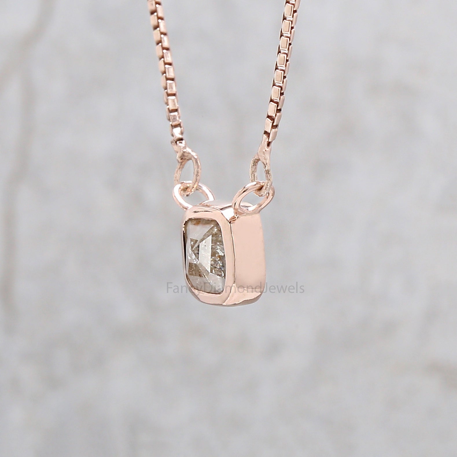 Cushion Grey Color Diamond Pendant, Unique Diamond Pendant, Grey Diamond Pendant, Cushion Cut Pendant, Dangling Diamond Pendant, KDN8725