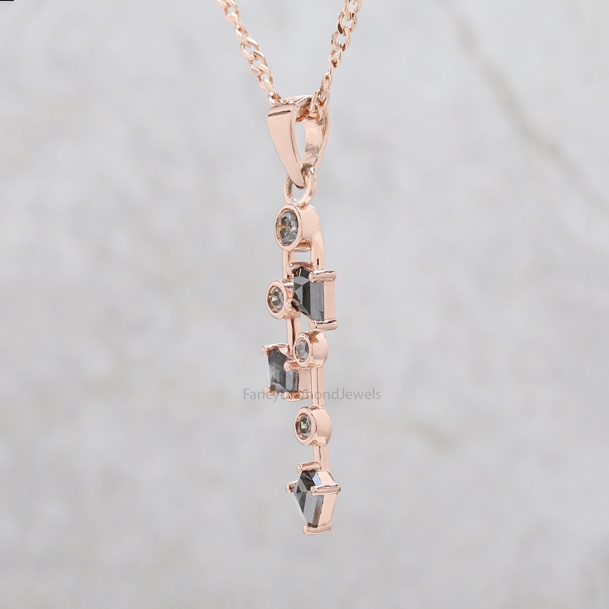 Kite Shape Salt And Pepper Diamond Pendant, Kite Unique Diamond Pendant, Kite Cut Diamond Pendant, Round Shape Diamond Pendant, KDL2823