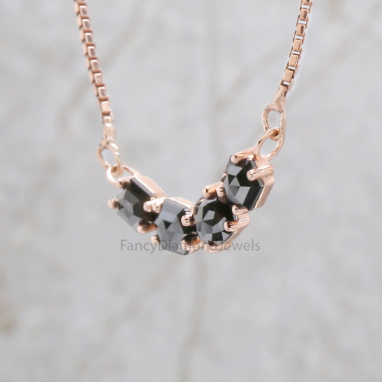 Mix Shape Black Color Diamond Pendant 1.02 Ct 4.67 MM Mix Shape Cut Diamond Pendant 14K Solid Rose Gold Silver Engagement Pendant QL2688