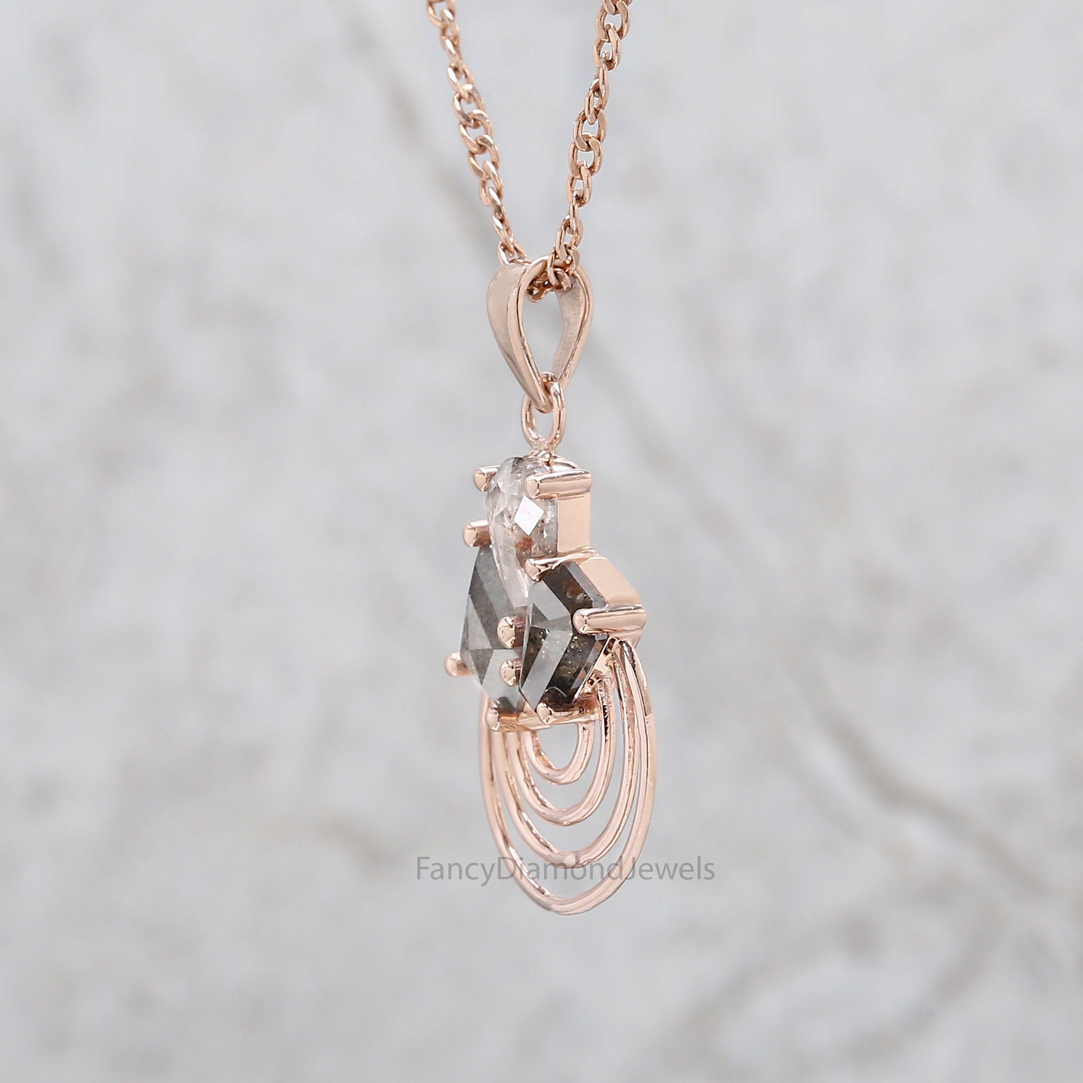 Mix Shape Salt And Pepper Diamond Pendant, Unique Pendant, Salt And Pepper Diamond anniversary Gift Pendant, Mix Shape Pendant, KDL713