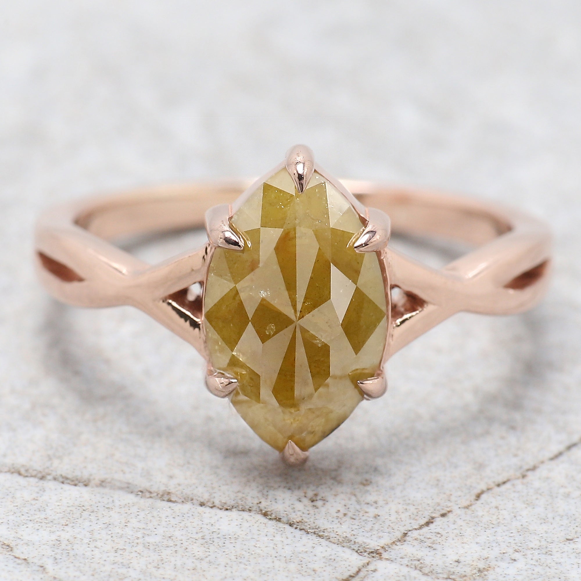 Marquise Shape Yellow Color Diamond Ring 1.65 Ct 11.10 MM Marquise Diamond Ring 14K Rose Gold Silver Engagement Ring Gift For Her QL8849