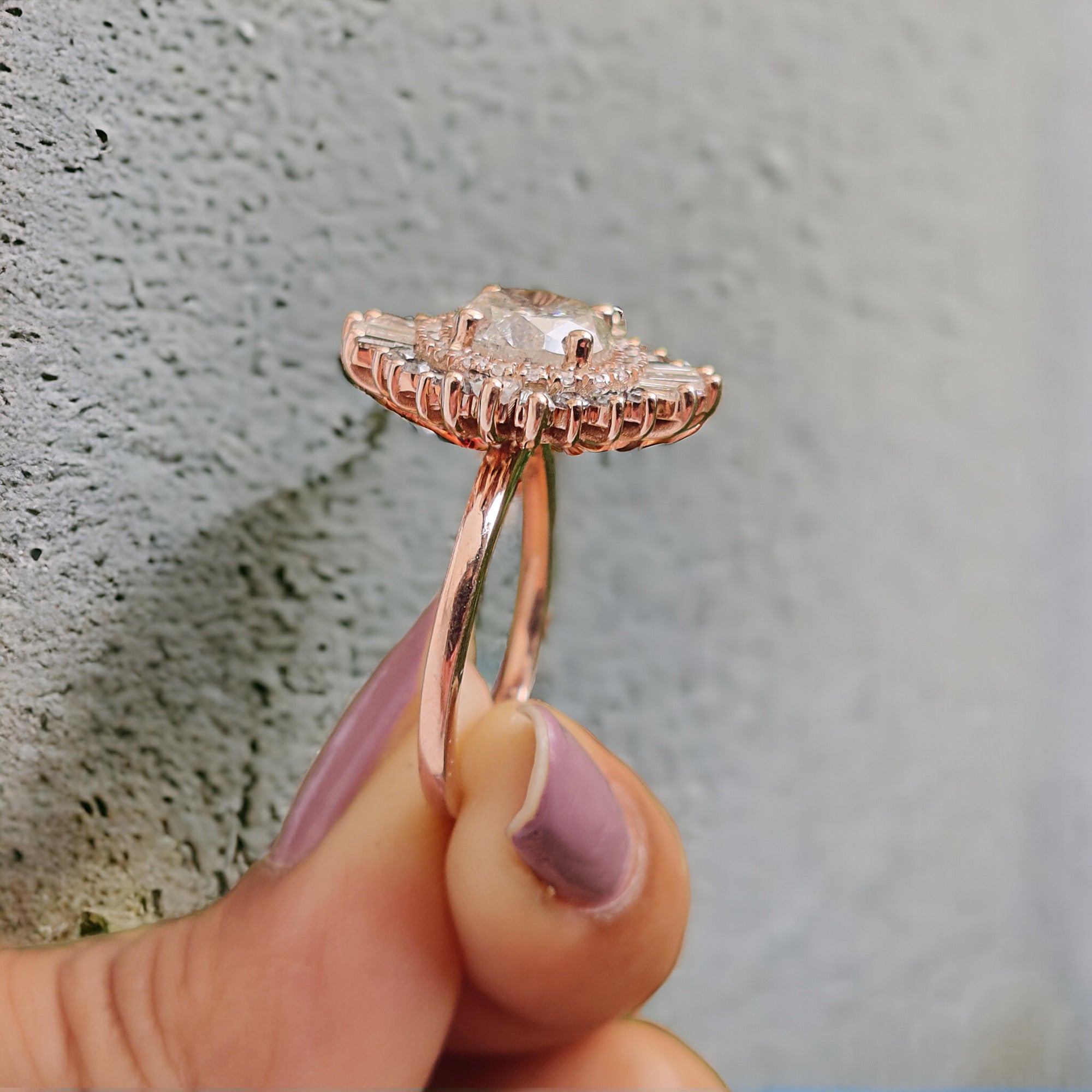 Round Cut Salt And Pepper Diamond Ring 1.92 Ct 7.40 MM Round Diamond Ring 14K Solid Rose Gold Silver Engagement Ring Gift For Her QL2660