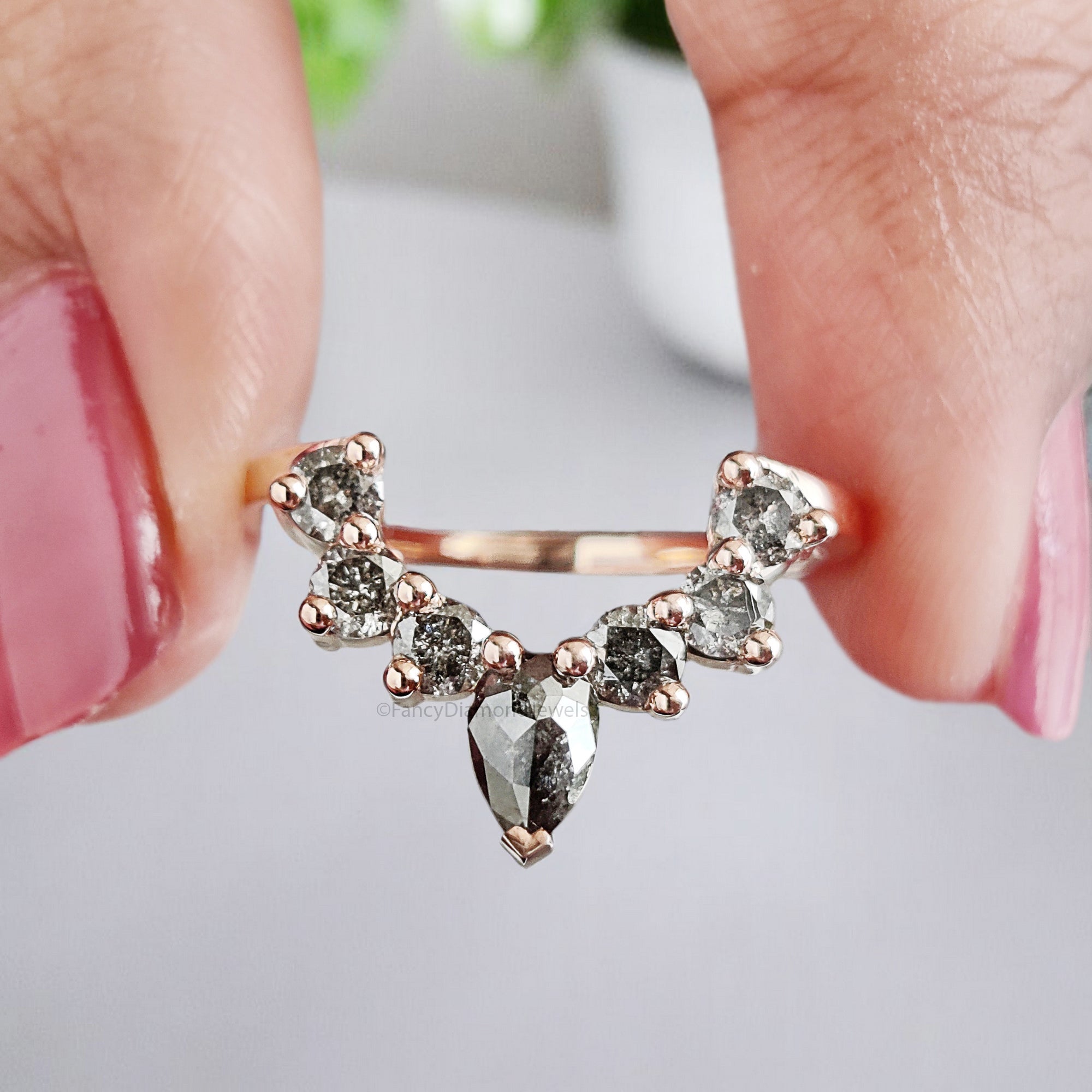 1.50 MM Salt And Pepper Diamond Wedding Band Silver/10K/14K/18K Gold Minimalist stacking dainty matching anniversary Ring Gift For Her KD351