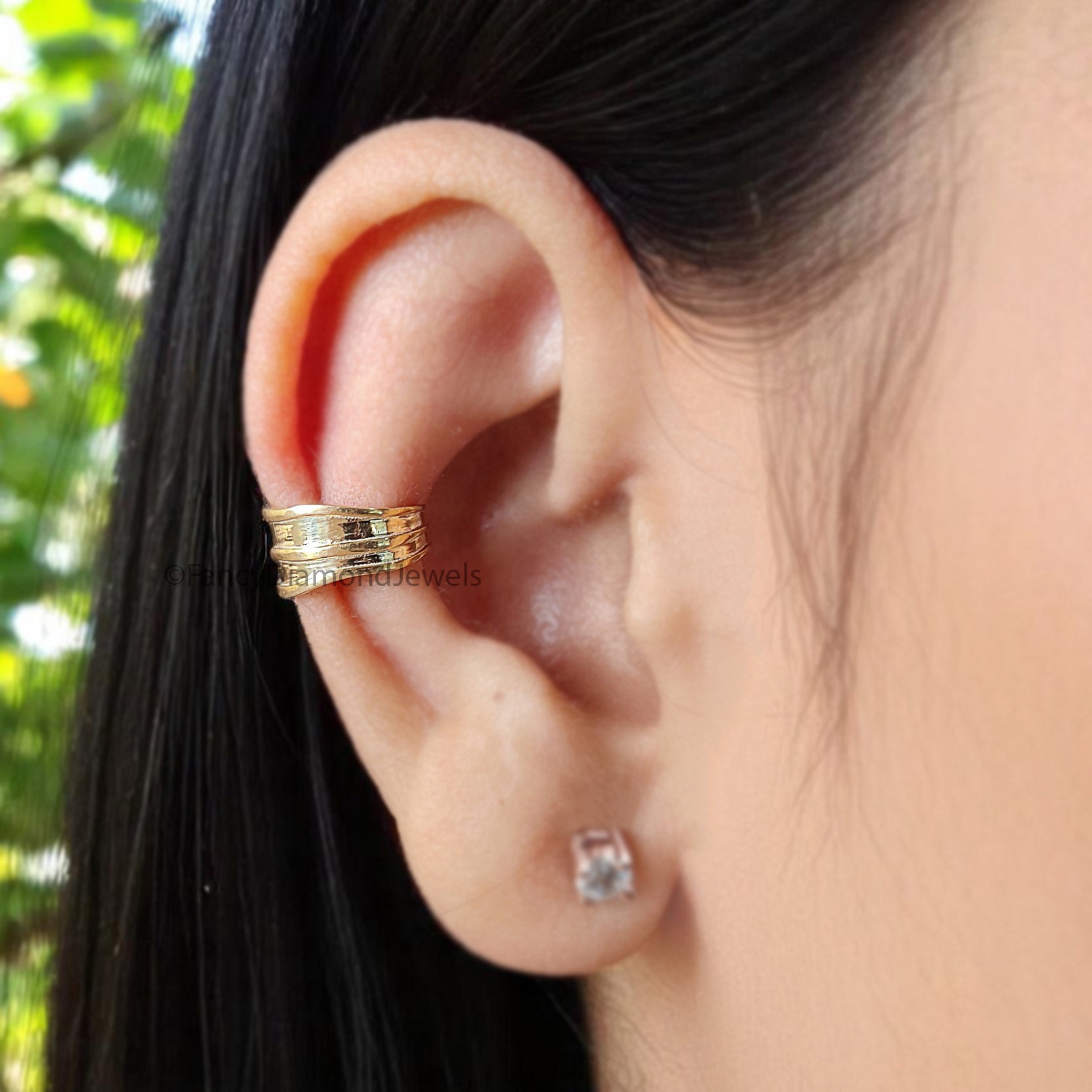 Thick Irregular Ear Cuff Earring Conch Ear Cuff Sterling Silver Ear Cuff Simple earring Yellow Gold Ear Wrap Cuff FD356