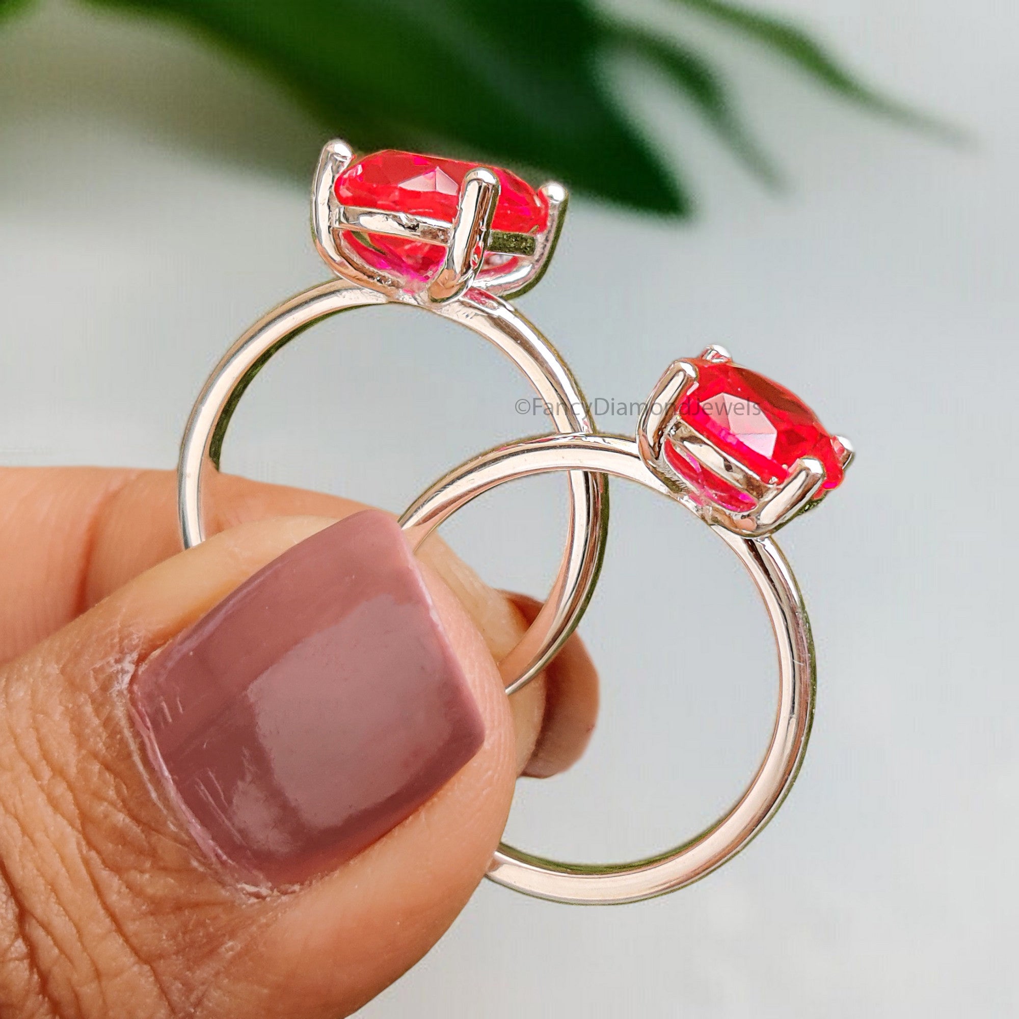 Oval Red Ruby engagement ring 12mm 10mm 9mm 8mm 7mm stone ring Simulant Solitaire ring Oval Red Diamond ring Silver ring Gift for her FD331