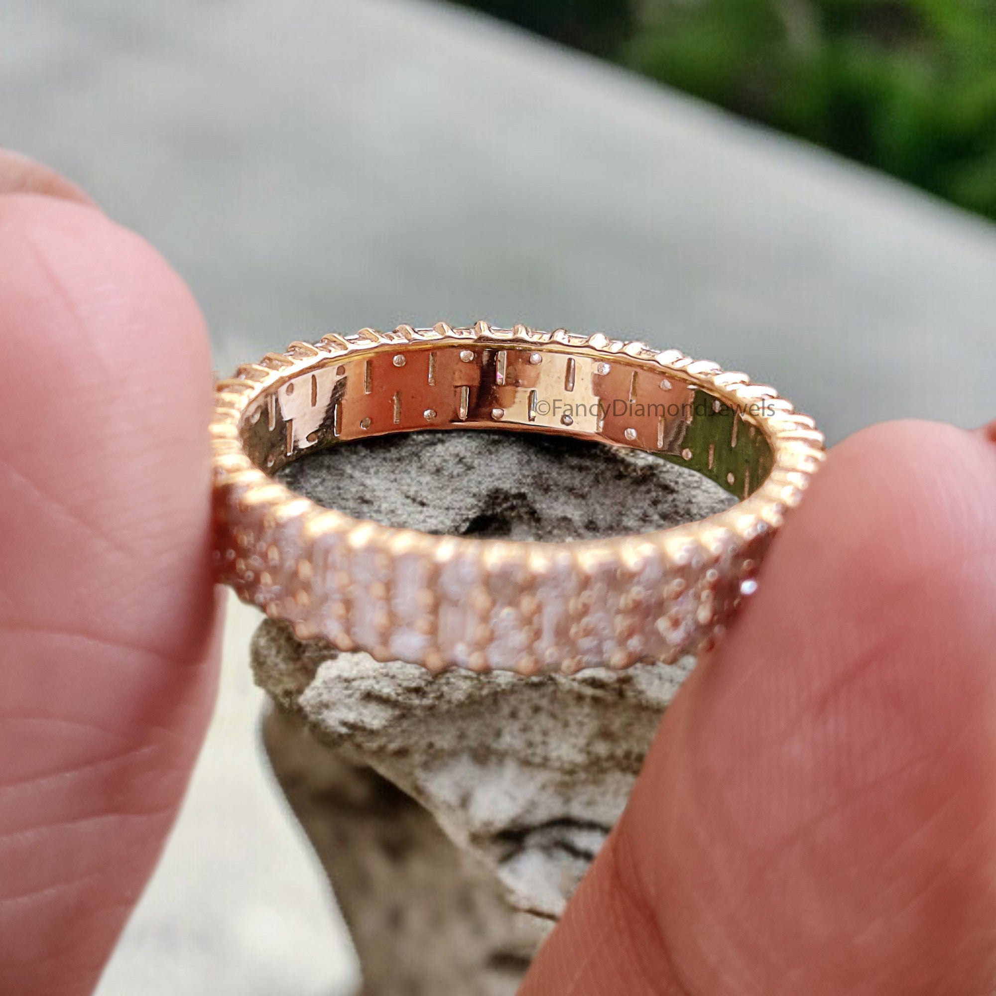 1.10 CT Baguette & Round Cut Moissanite Full Eternity Band Unique Wedding Band Anniversary Gift For Women Yellow Gold Stacking Band FD319