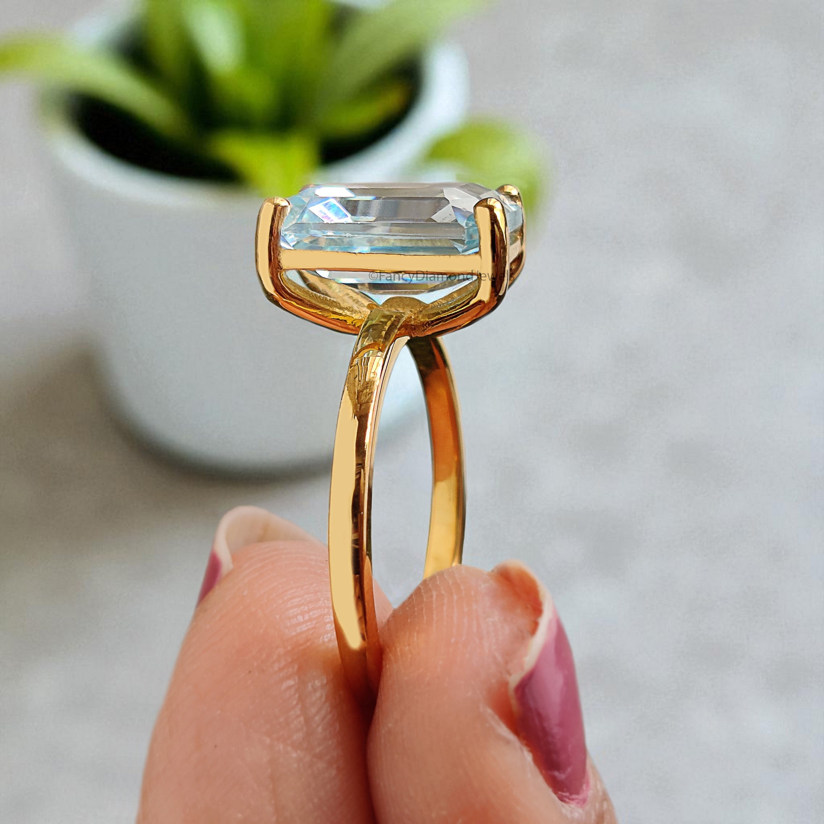 Emerald Blue Aquamarine stone engagement ring 11mm 10mm 9mm 8mm 7mm ring silver simulant Ring Solitaire ring Diamond ring Gift for her FD383