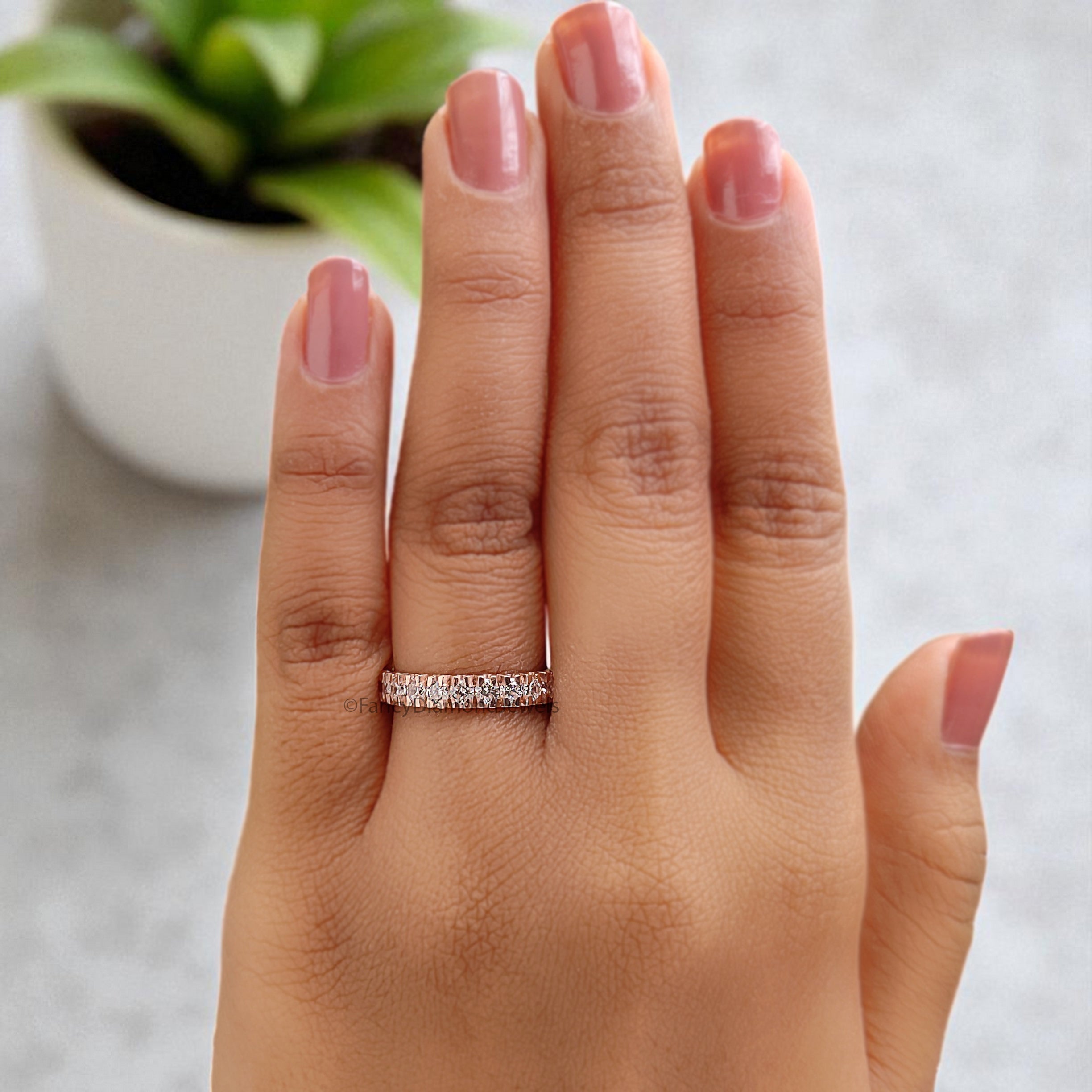 0.76 CT Natural White Diamond Wedding Band Silver/10K/14K/18K Gold Engagement Band Half Eternity Band Anniversary Ring Gift For Her FD386