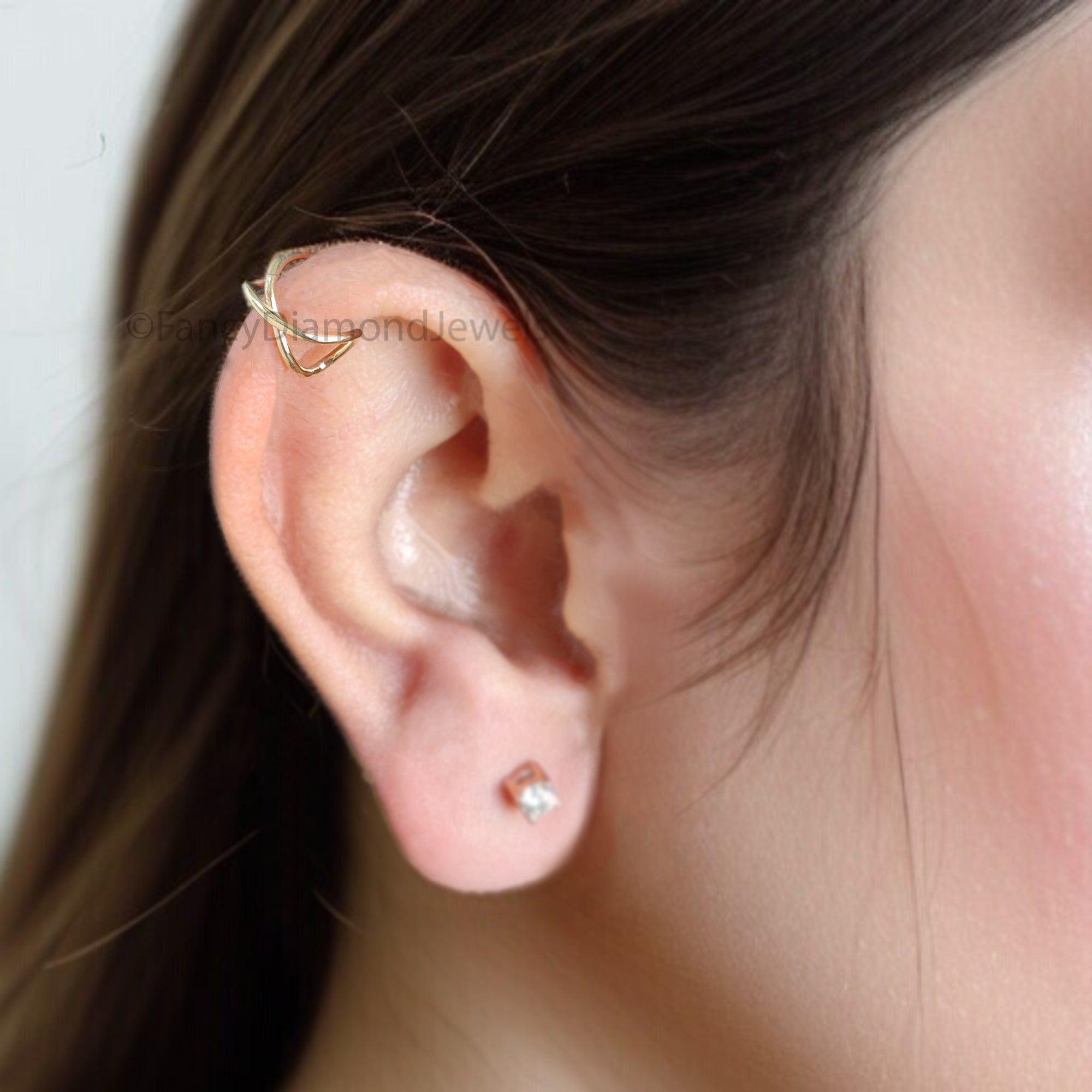 Set of 2 Ear Cuffs for Upper Ear No Piercing Needed Cuff Cartilage Earring Cuff Gold Ear Wrap Cuff FD322