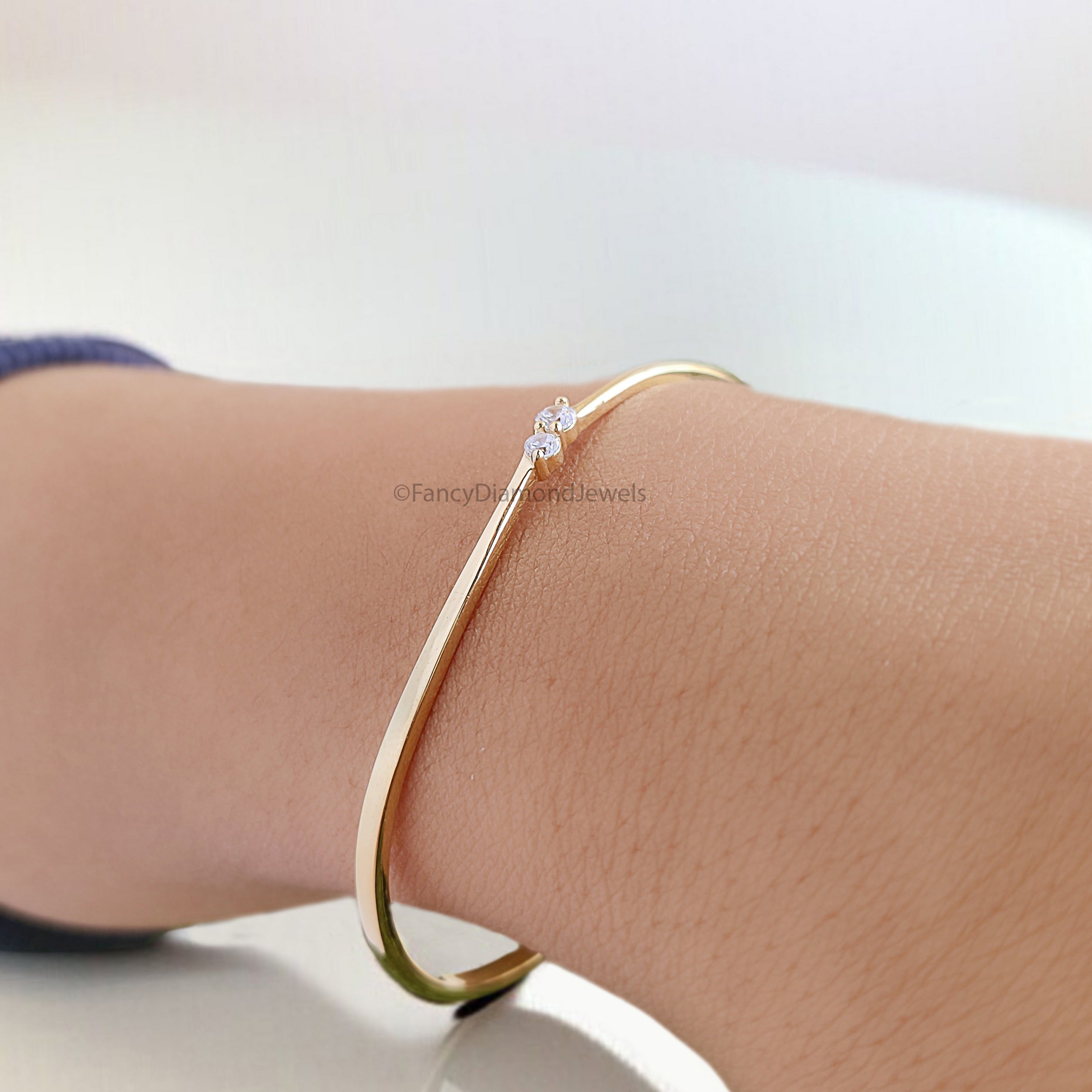 Round White Color Diamond Bracelet White Color Round Diamond Bracelet Gold Bracelet Round Brilliant Cut Diamond Bracelet Gift For Her KD944