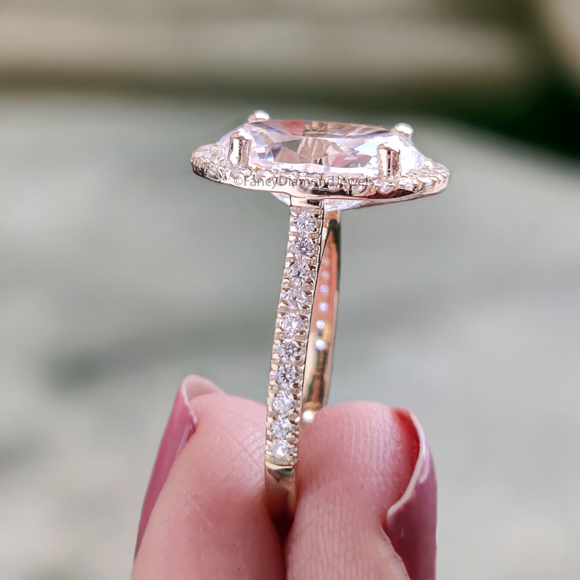 Oval Cut Diamond engagement ring 12mm 10mm 9mm 8mm 7mm stone ring Silver ring Promise ring Simulant ring Halo ring Gift for her FD317