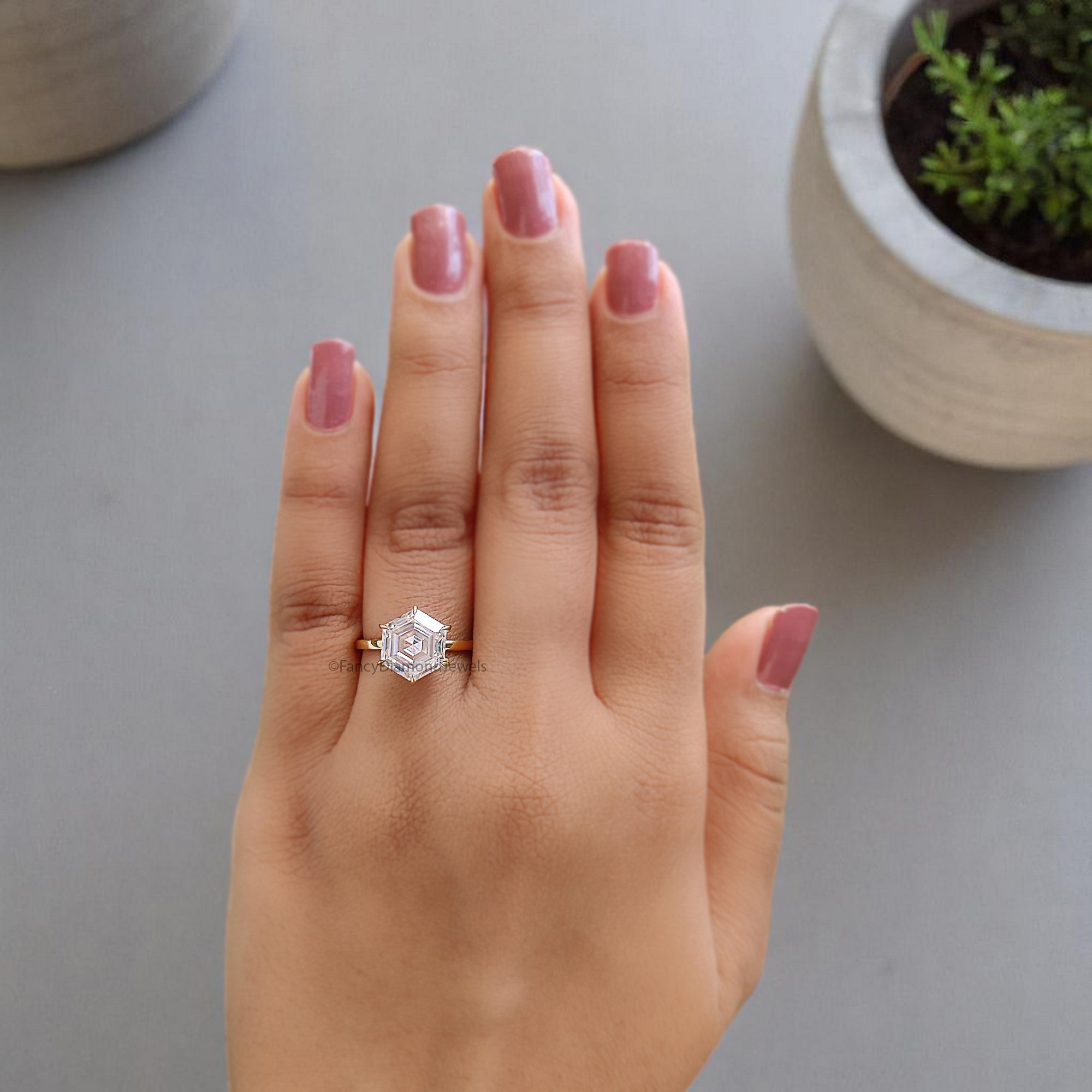 3.20 CT Hexagon Brilliant Cut Moissanite Engagement Ring Prong Setting Ring Wedding Ring Bridal Promise Ring For Women Gift For Her FD353